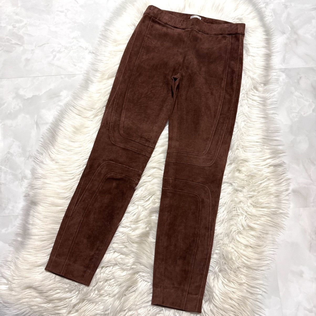 Brunello Cucinelli Brunello Cucinelli Framed Suede Leather Pants Brown Size 27" / US 4 / IT 40 - 1 Thumbnail