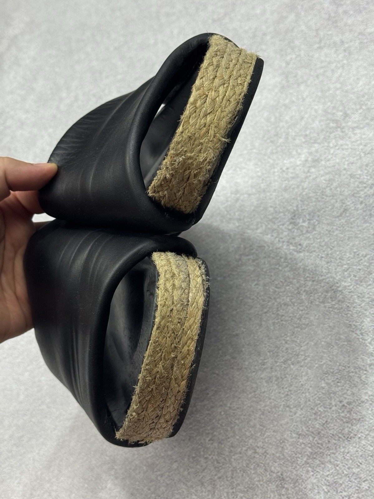 Celine Celine Black Leather Flat Sandals Espadrille Slides Woman Size US 7.5 / IT 37.5 - 8 Thumbnail