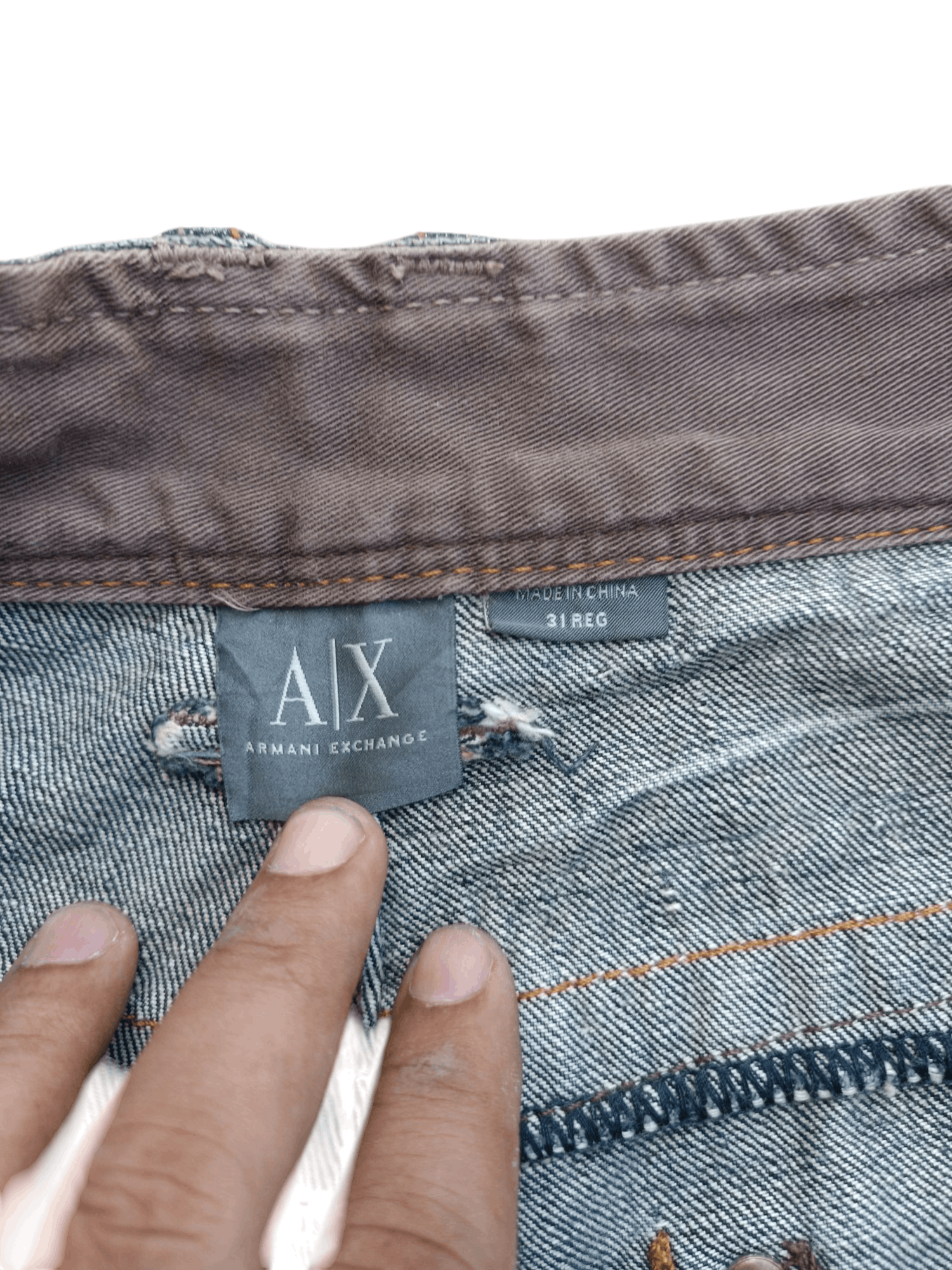 Armani Exchange Armani Exchange Distressed Whiskers Faded Denim E261 Size US 33 - 13 Thumbnail