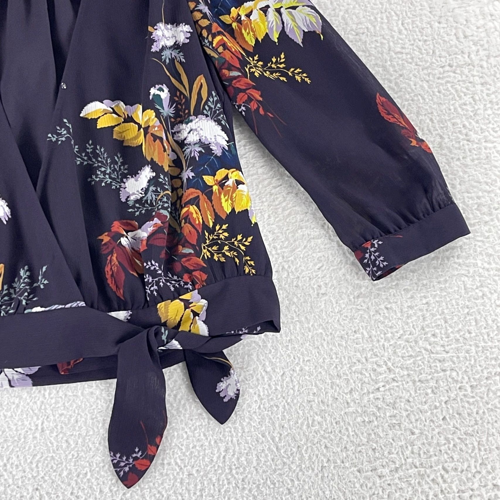 Madewell Madewell Purple Floral Blooming Oasis Wrap Shirt Womens XS 3/4 Sleeve V-Neck Cropped Blouse Size XS / US 0-2 / IT 36-38 - 3 Thumbnail