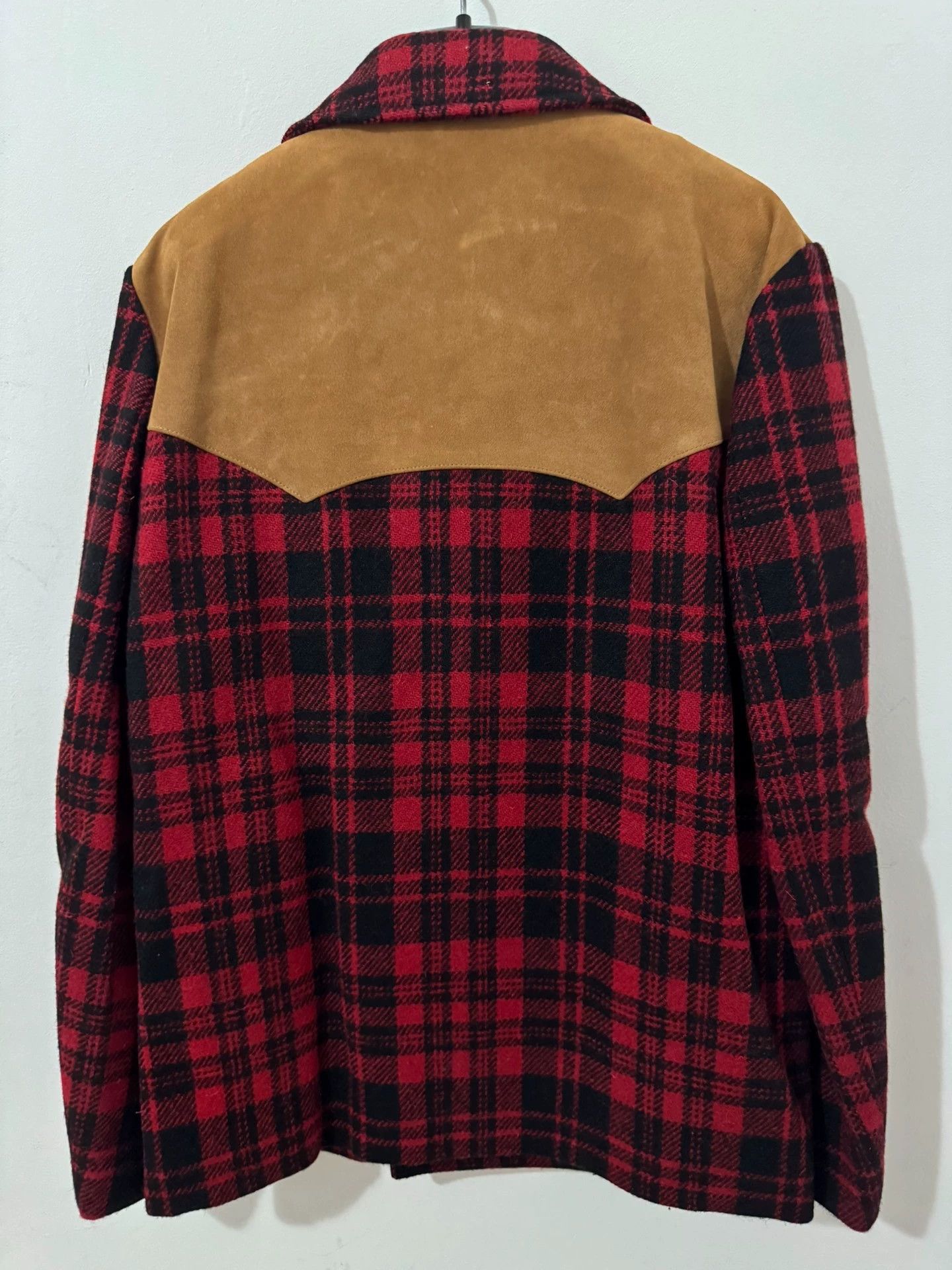 Saint Laurent Paris Saint Laurent SLP suede patchwork black and red plaid coat Size US M / EU 48-50 / 2 - 2 Thumbnail