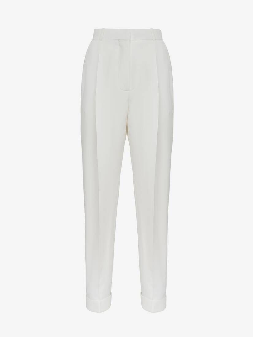 Alexander McQueen o1srvl11e0326 Slim Peg Trousers in Optic White Size 25" / US 0 / IT 36 - 1 Thumbnail