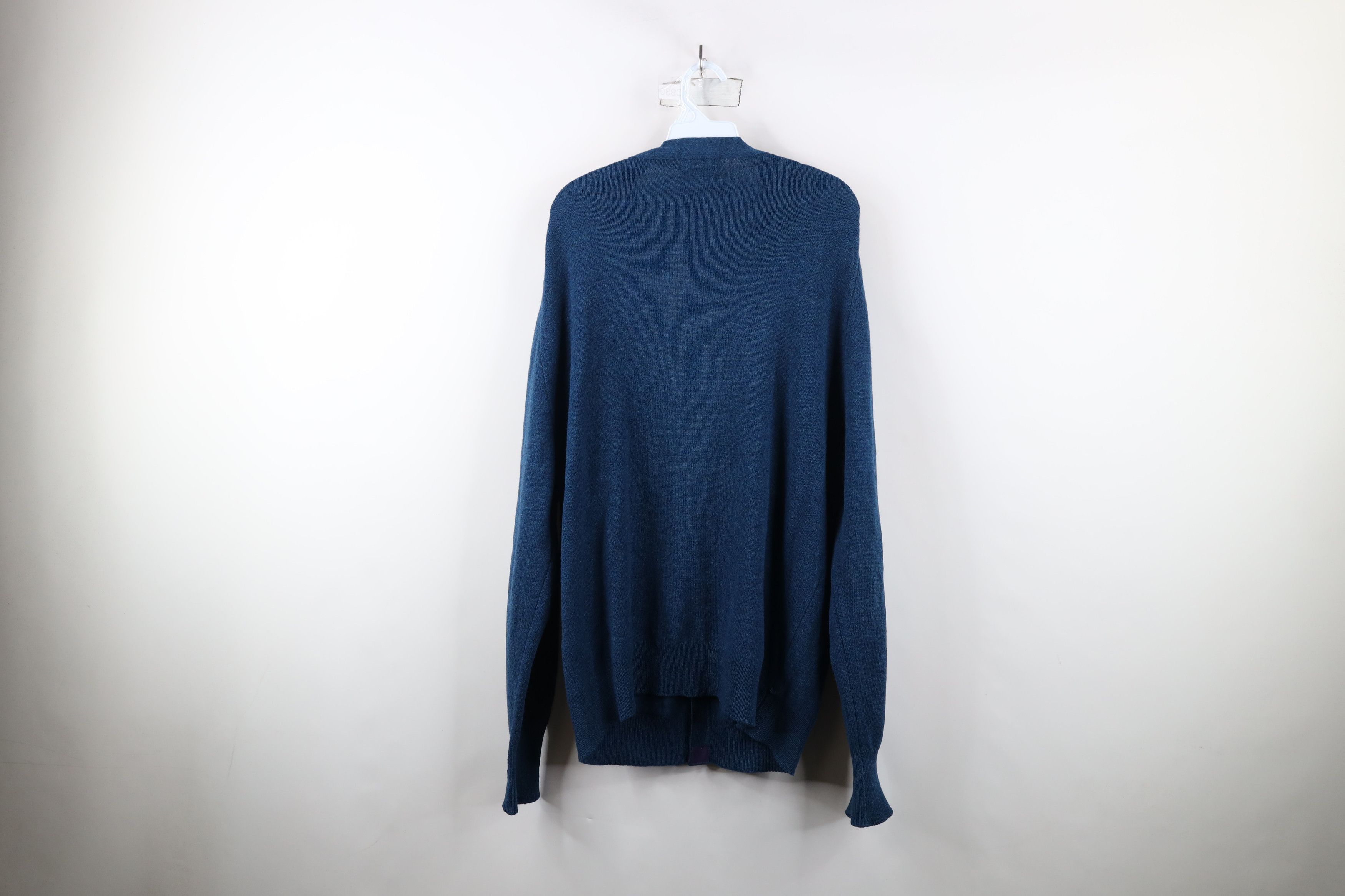 L.L. Bean × Vintage Vintage 90s LL Bean Lambswool Knit Cardigan Sweater Blue Size US L / EU 52-54 / 3 - 11 Thumbnail