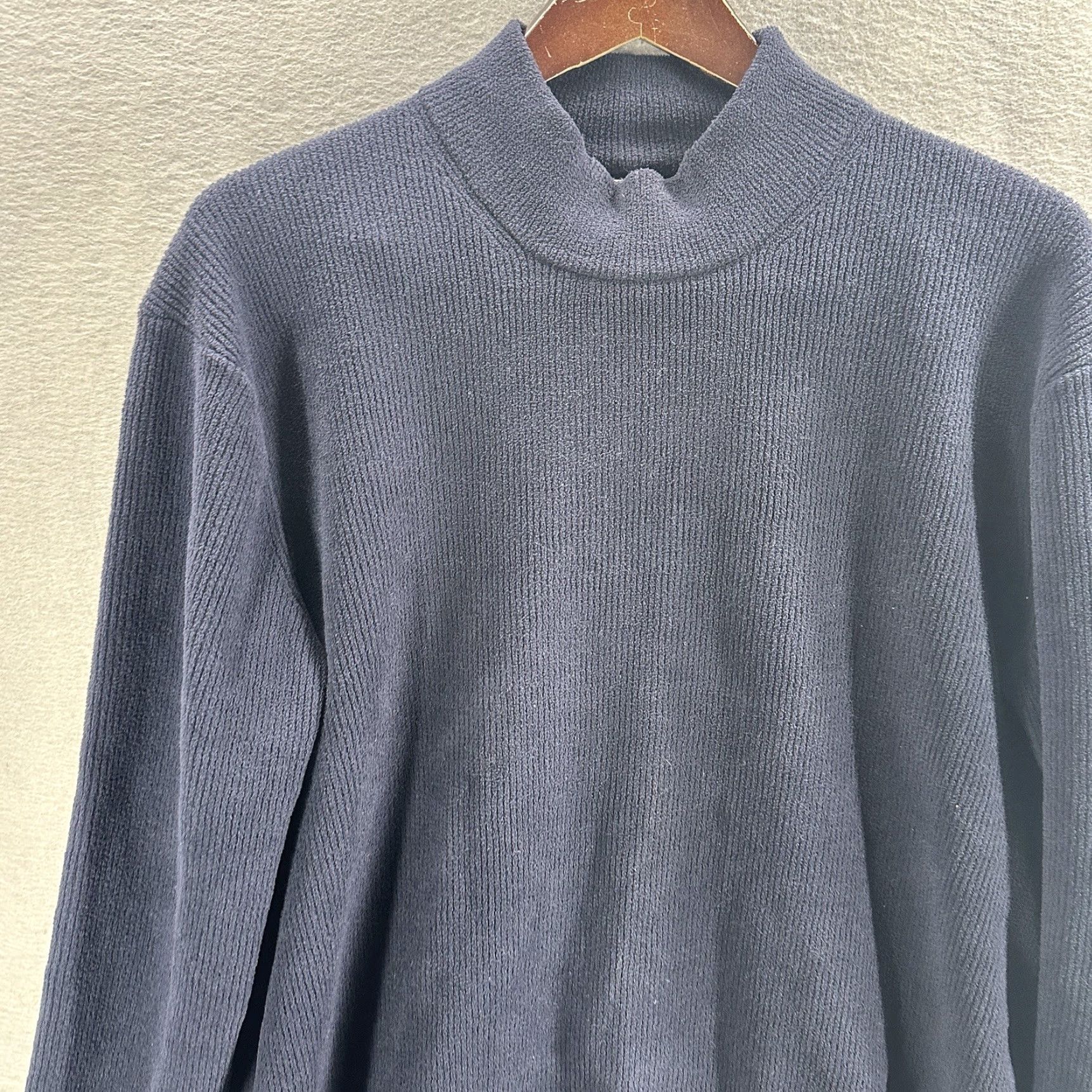 Vintage NNO7 Sweater Mens Large Danny Ribbed Crewneck Pullover Navy Blue Preppy Quiet Size US L / EU 52-54 / 3 - 3 Thumbnail