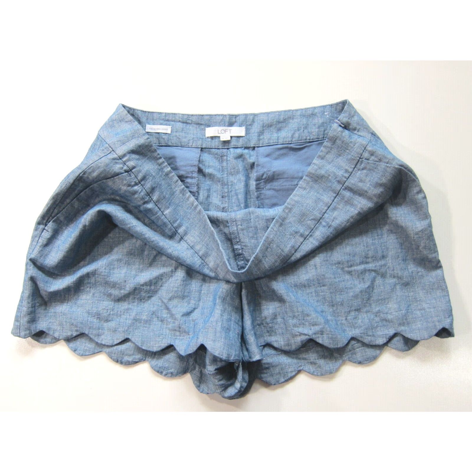 Ann Taylor Ann Taylor Loft Riviera Cotton Linen Blue Flat Front Casual Chino Short Women 14 Size 26" / US 2 / IT 38 - 5 Thumbnail