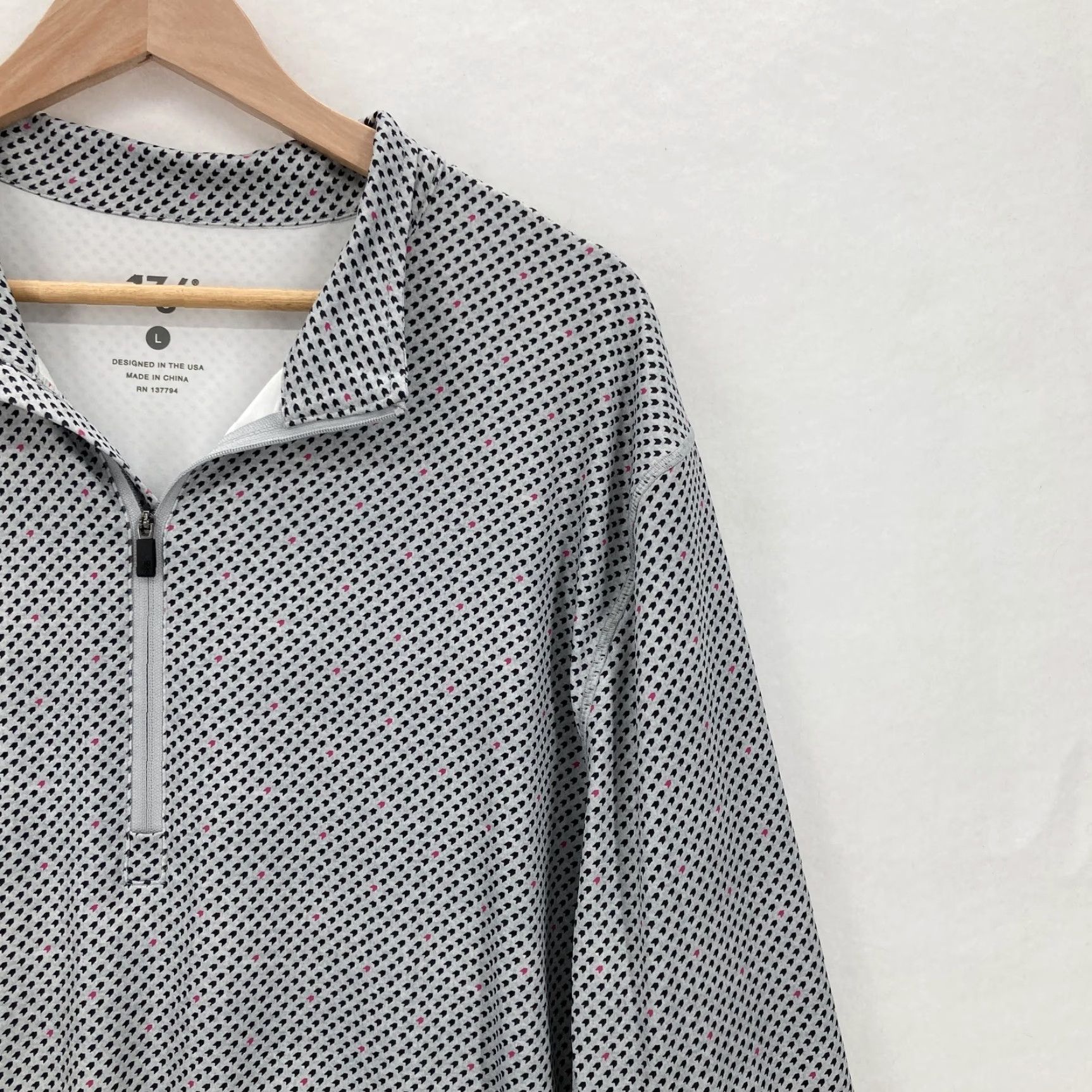 Vintage 1764 Golf Pullover Shirt Mens Large Geometric Print Quarter Zip Performance Camp Shirt Size US L / EU 52-54 / 3 - 2 Thumbnail