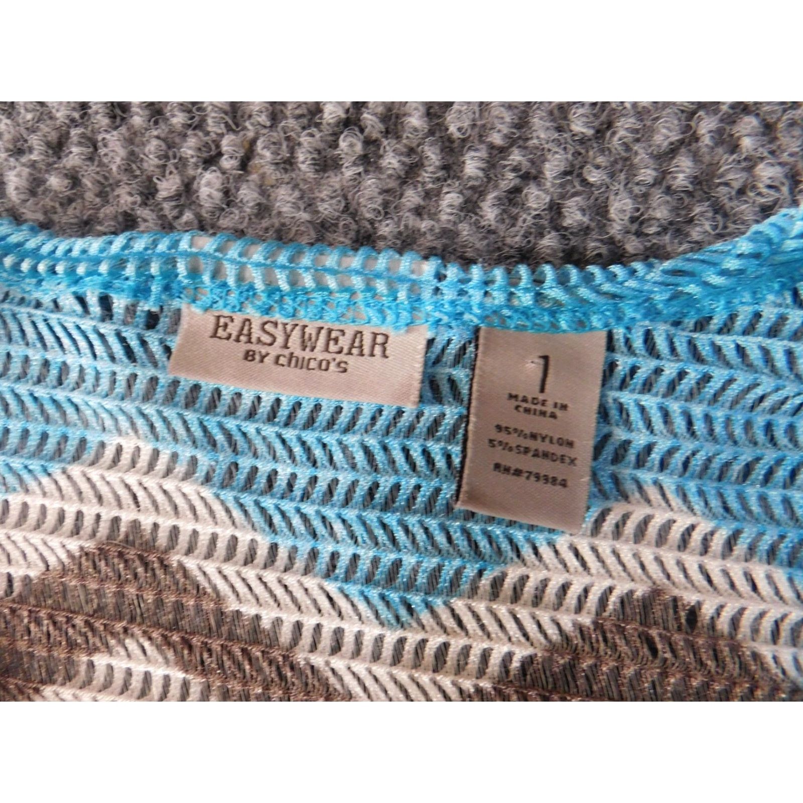 Vintage Chico's Blouse Kimono Top Blue Womens Regular Size 1 Stretch Knit Nylon Spandex Casual Long Sleeve Collared Pullover Oversized Sheer Open Size XS / US 0-2 / IT 36-38 - 4 Thumbnail