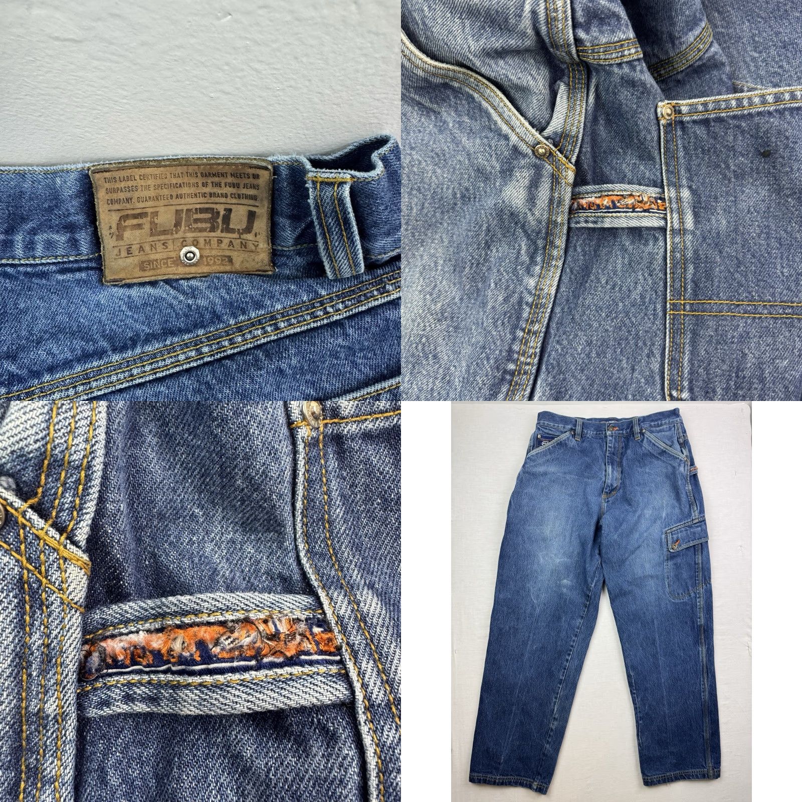 Fubu VINTAGE FUBU Jeans Cargo Baggy 36x34 Adult Blue 90s Y2K Grunge Hip Hop Hipster Wide-Leg Mens Size US 36 / EU 52 - 11 Thumbnail