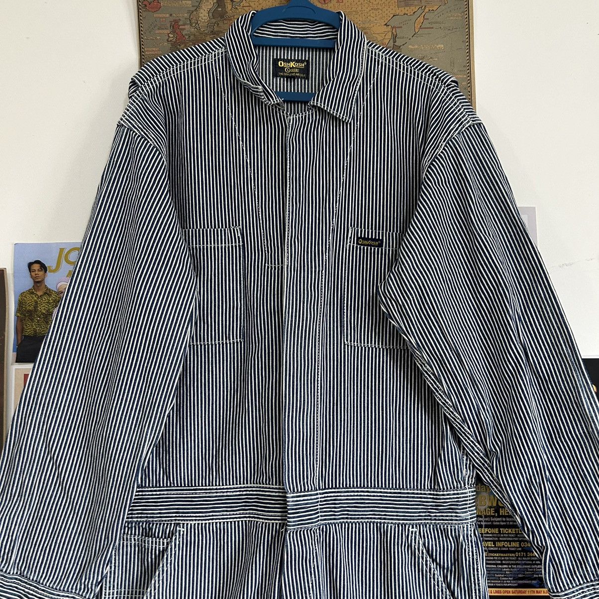 Vintage Vintage Oshkosh Hickory Stripe Distressed Workwear Jumpsuit Size US 34 / EU 50 - 2 Thumbnail