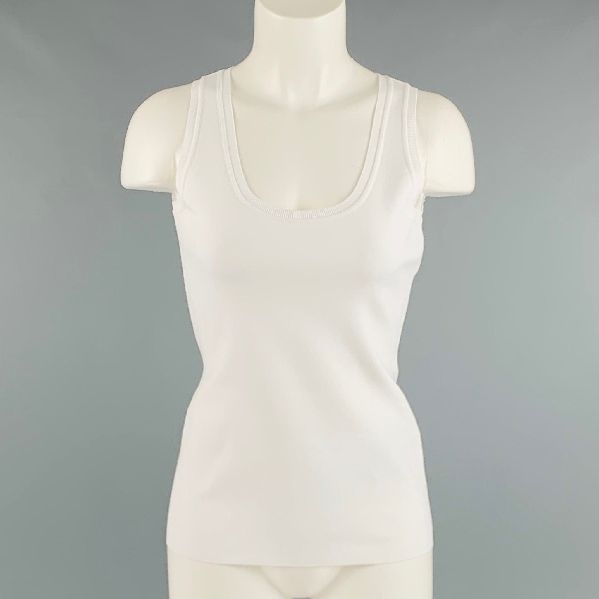 Image of Salvatore Ferragamo White Viscose Blend Tank Casual Top, Women's (Size Small)