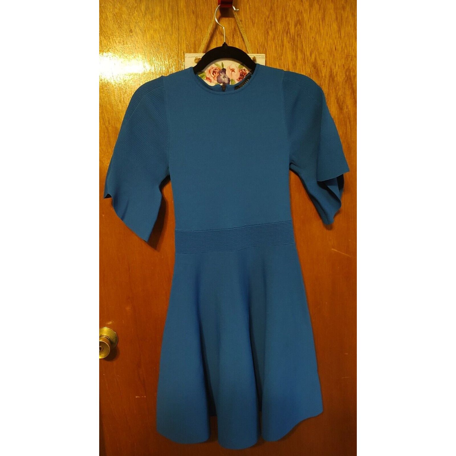 Ted Baker NEW TED BAKER Olivia Knit Rib Skater Dress BLUE Size XS / US 0-2 / IT 36-38 - 3 Thumbnail