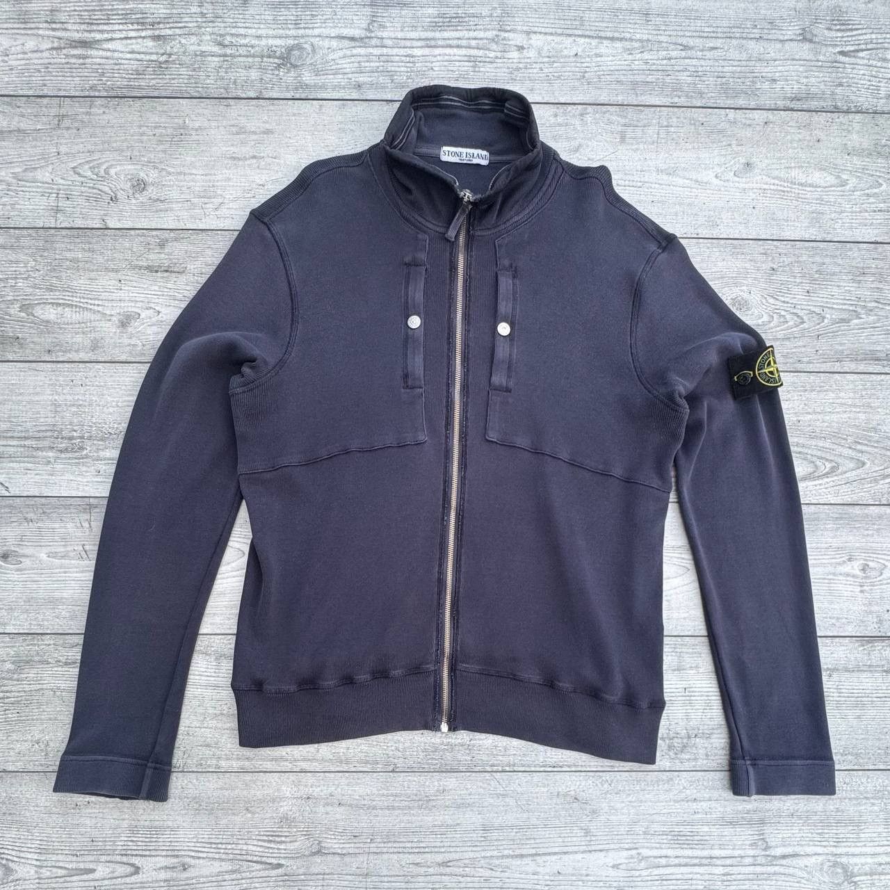 Stone Island Vintage Stone Island Navy knit faded full zip sweater Size US XL / EU 56 / 4 - 1 Thumbnail