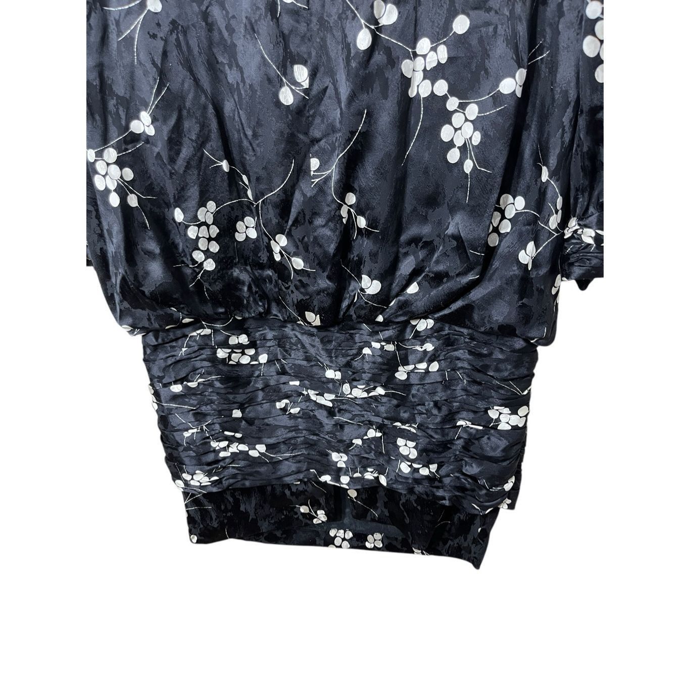 Other Vintage 1980's Saint Romei Sz 12 100% Silk Dress Black Flora Size XL / US 12-14 / IT 48-50 - 9 Thumbnail