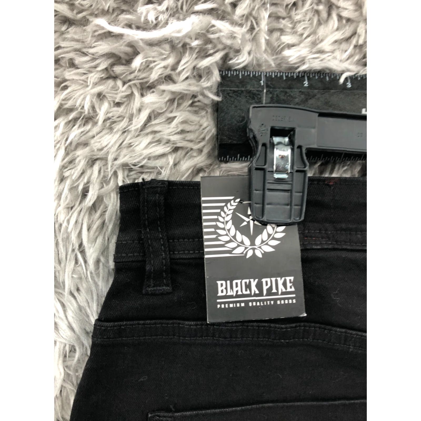 Vintage Black Pike Shorts Mens Regular Denim Bermuda 34 Dark Black Orange Logo Pockets Belt Loops 5-Pocket Size US 34 / EU 50 - 5 Thumbnail