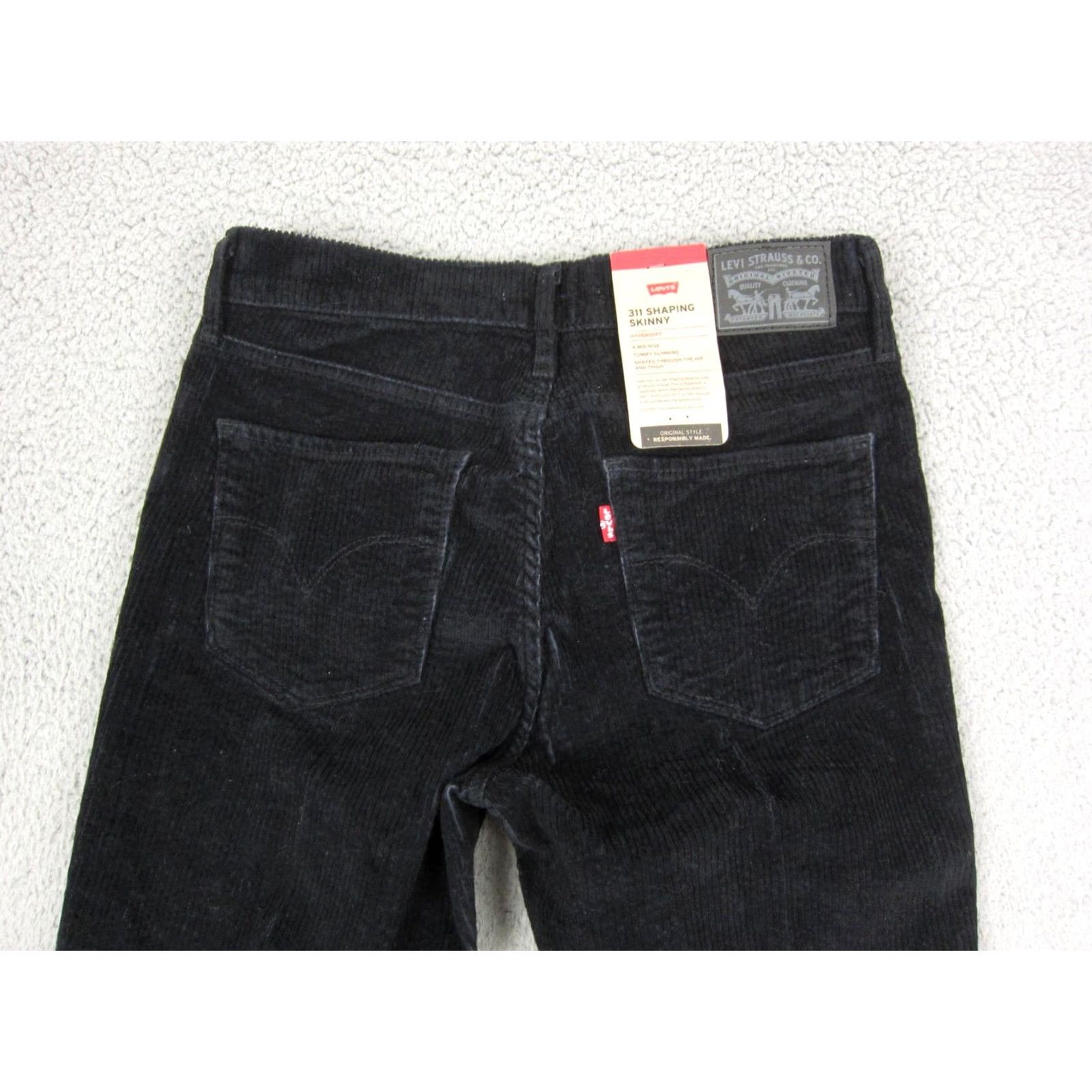Levi's Levi's 311 Shaping Skinny Jeans Womens 29 x 28 Black Corduroy Cotton Button Zip Pockets Regular Stretch Size 29" - 7 Thumbnail