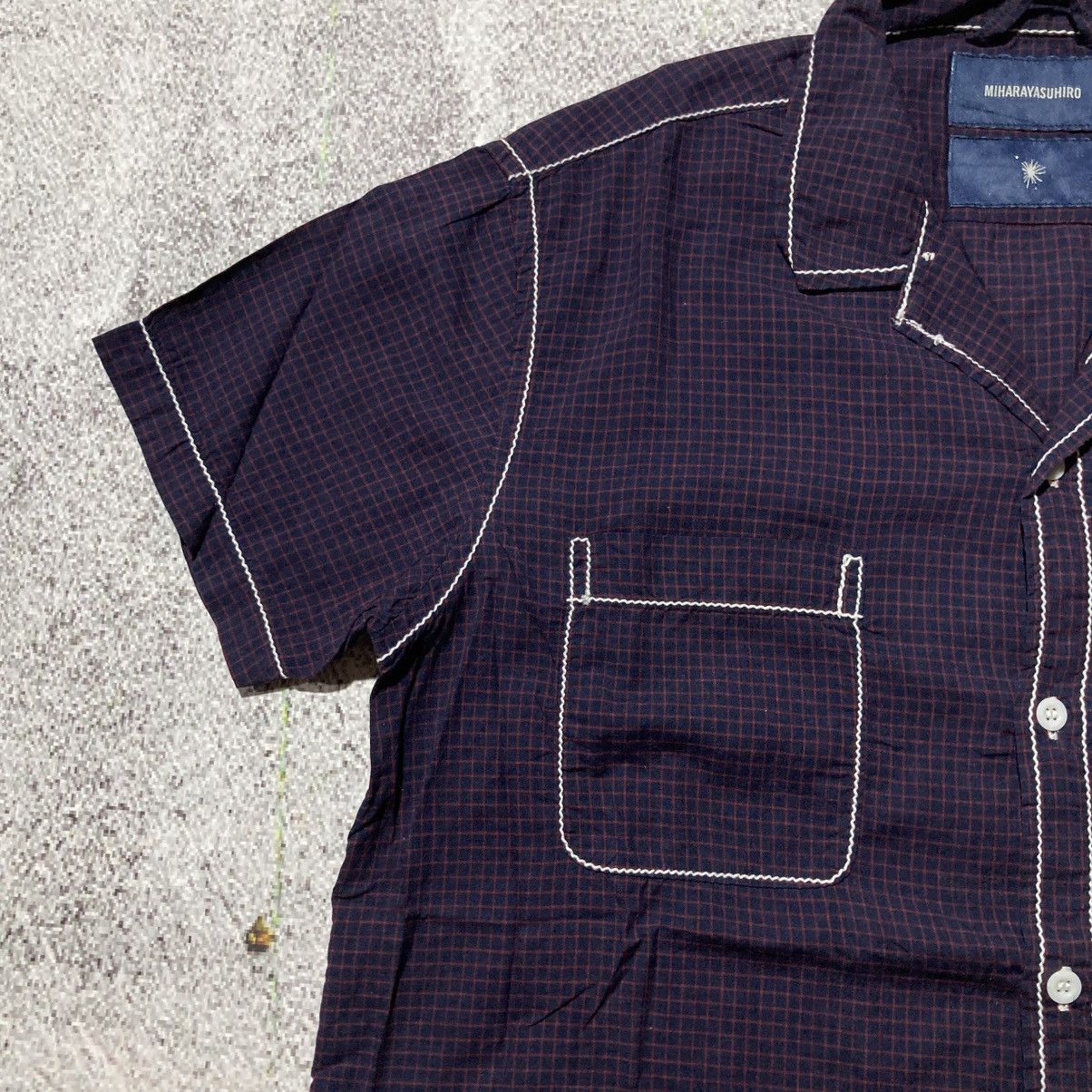 Maison MIHARA YASUHIRO 🇯🇵 Miharayasuhiro Japan Contrast Stitch Plaid Shirt Purple Size US M / EU 48-50 / 2 - 6 Thumbnail