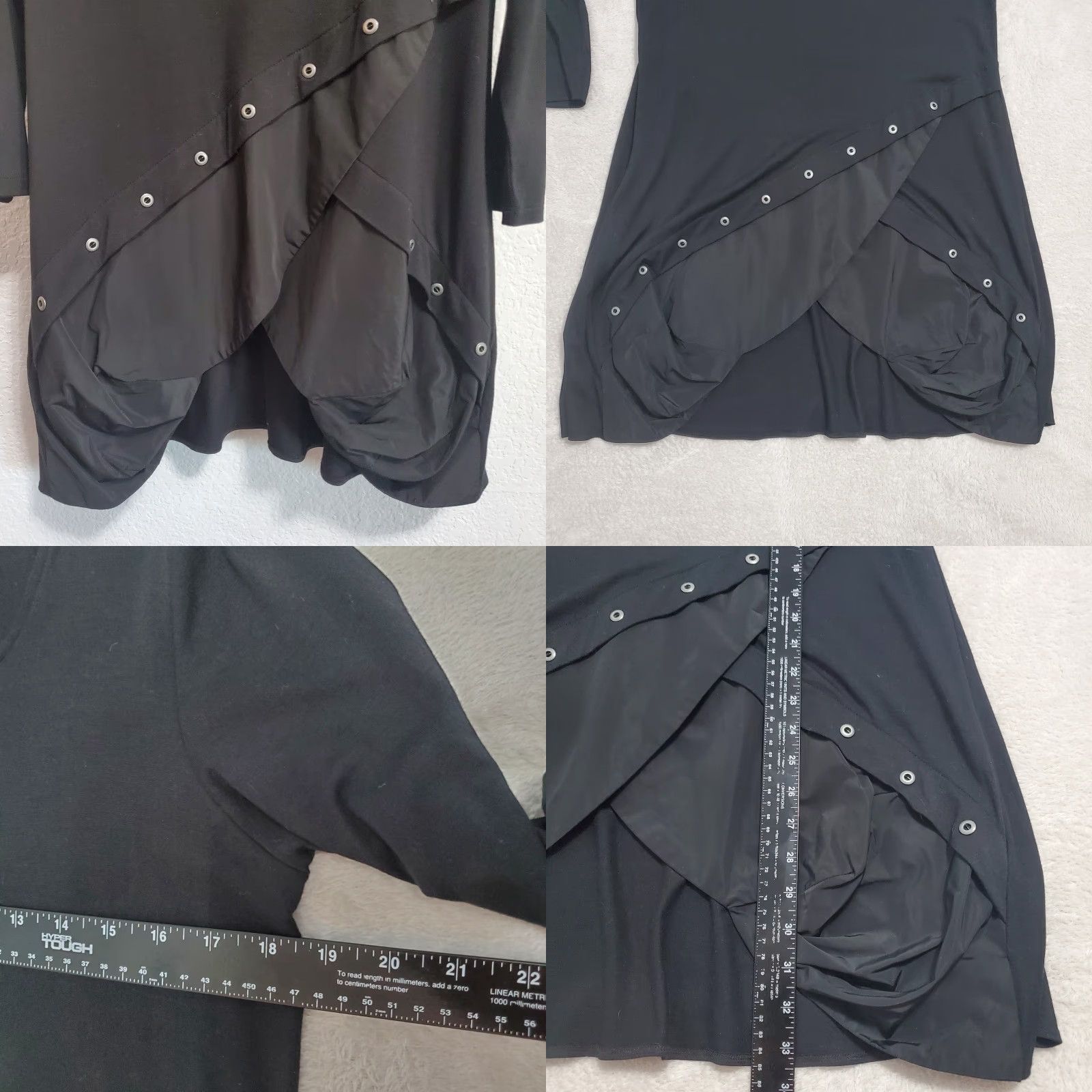 Vintage Sun Kim Tunic Top Women M Black Asymmetrical Bubble Hem Stretch Lagenlook USA Size M / US 6-8 / IT 42-44 - 8 Thumbnail