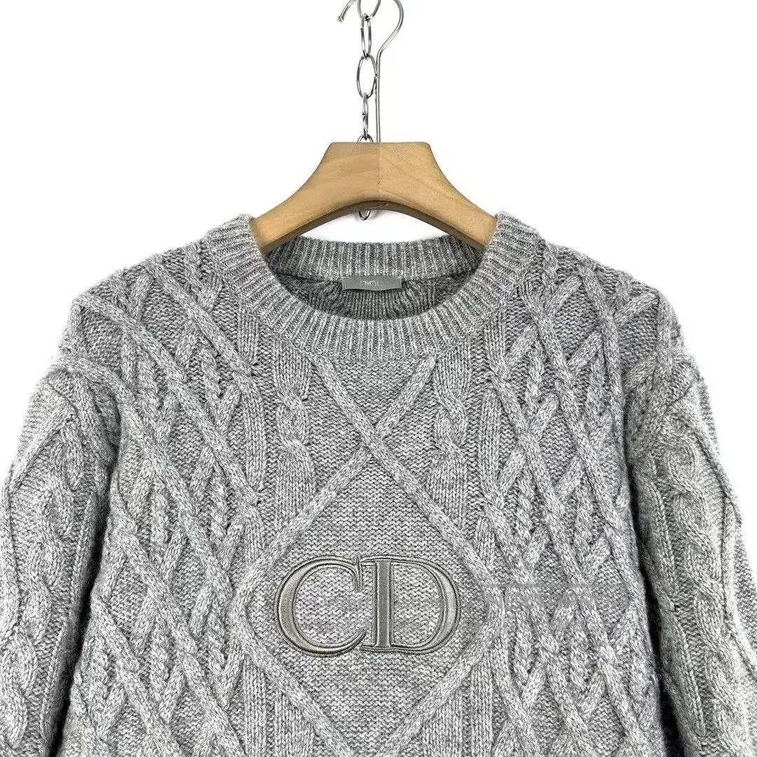 Dior gray cashmere embroidered CD logo sweater. Size US L / EU 52-54 / 3 - 3 Thumbnail