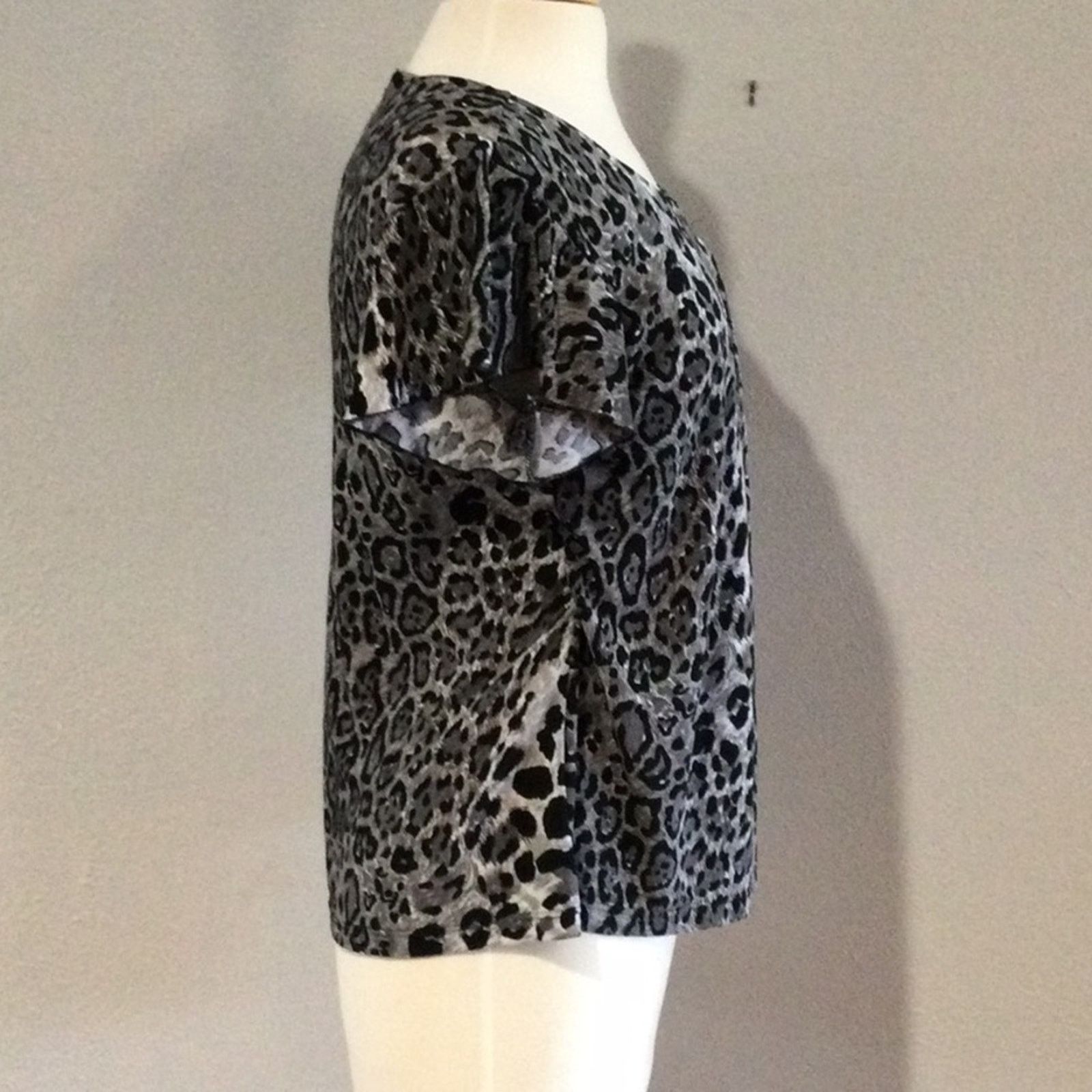 Other Ashli Couture Gray & Black Leopard Print Pleated Blouse L Size L / US 10 / IT 46 - 4 Thumbnail