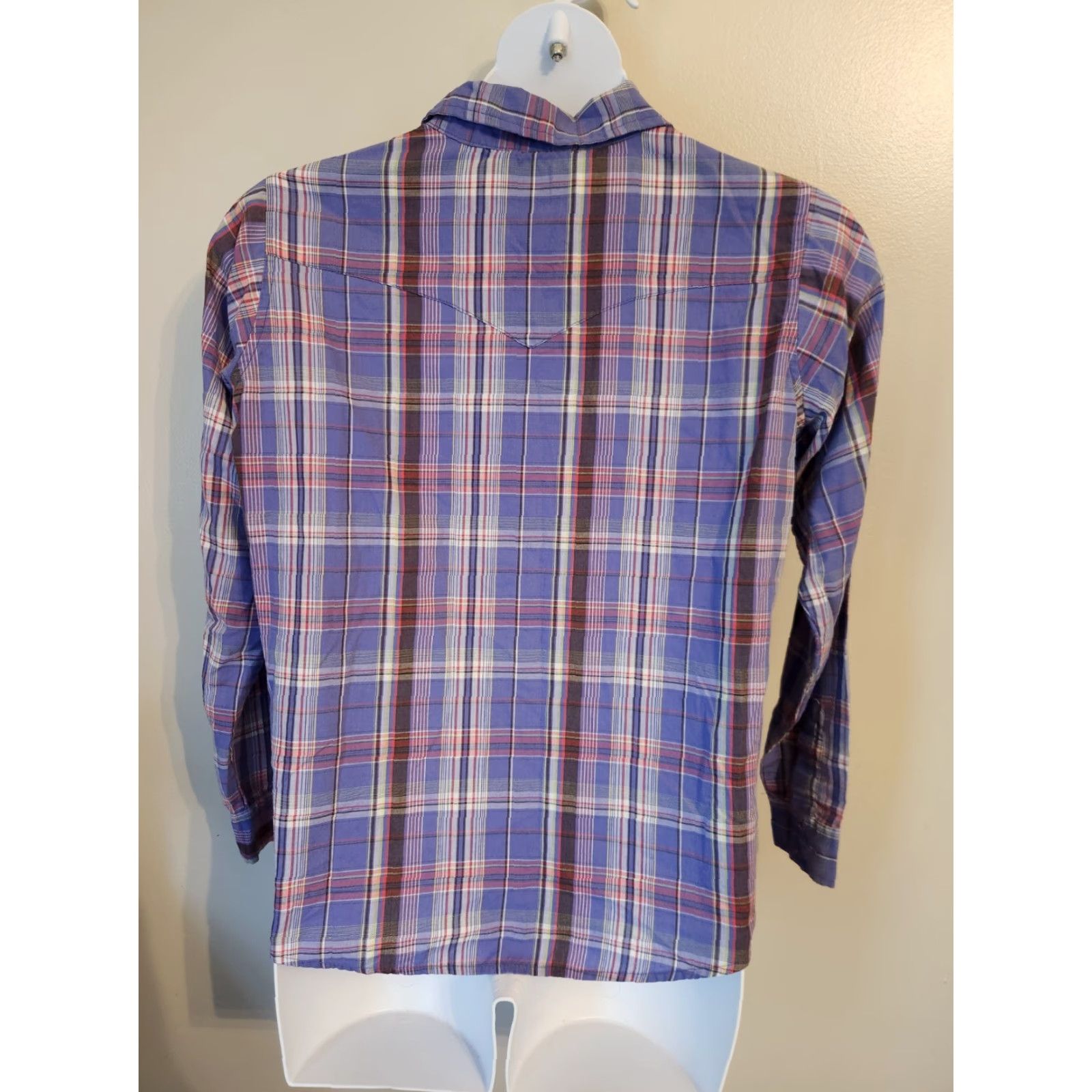 Wrangler VINTAGE Wrangler Wrancher Purple Pink Plaid Pearl Snaps Western Shirt Top XL Size XL / US 12-14 / IT 48-50 - 6 Thumbnail