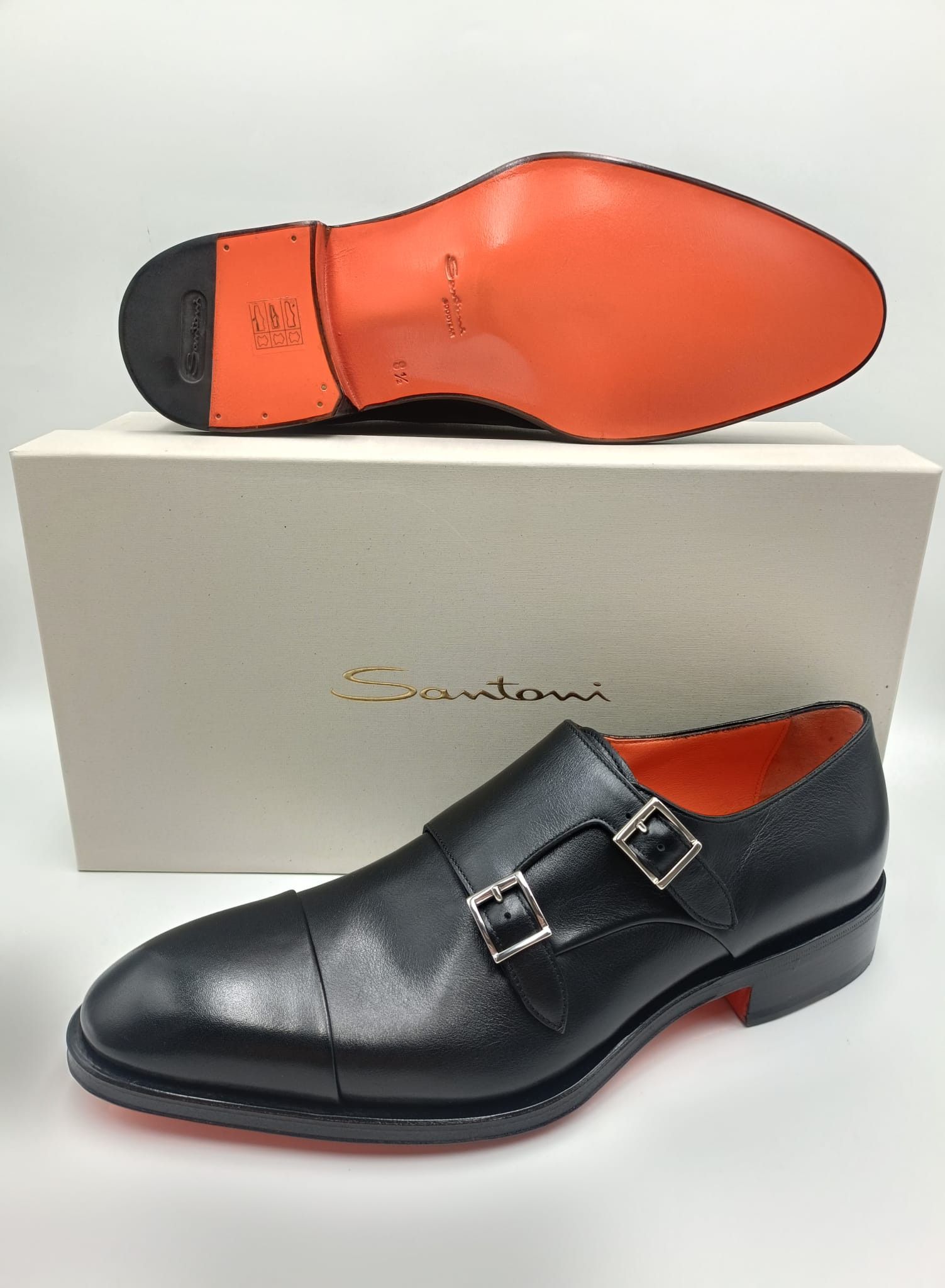 Santoni Santoni Double Monk Strap Black Leather Goodyear Welted Size US 9.5 / EU 42-43 - 1 Thumbnail