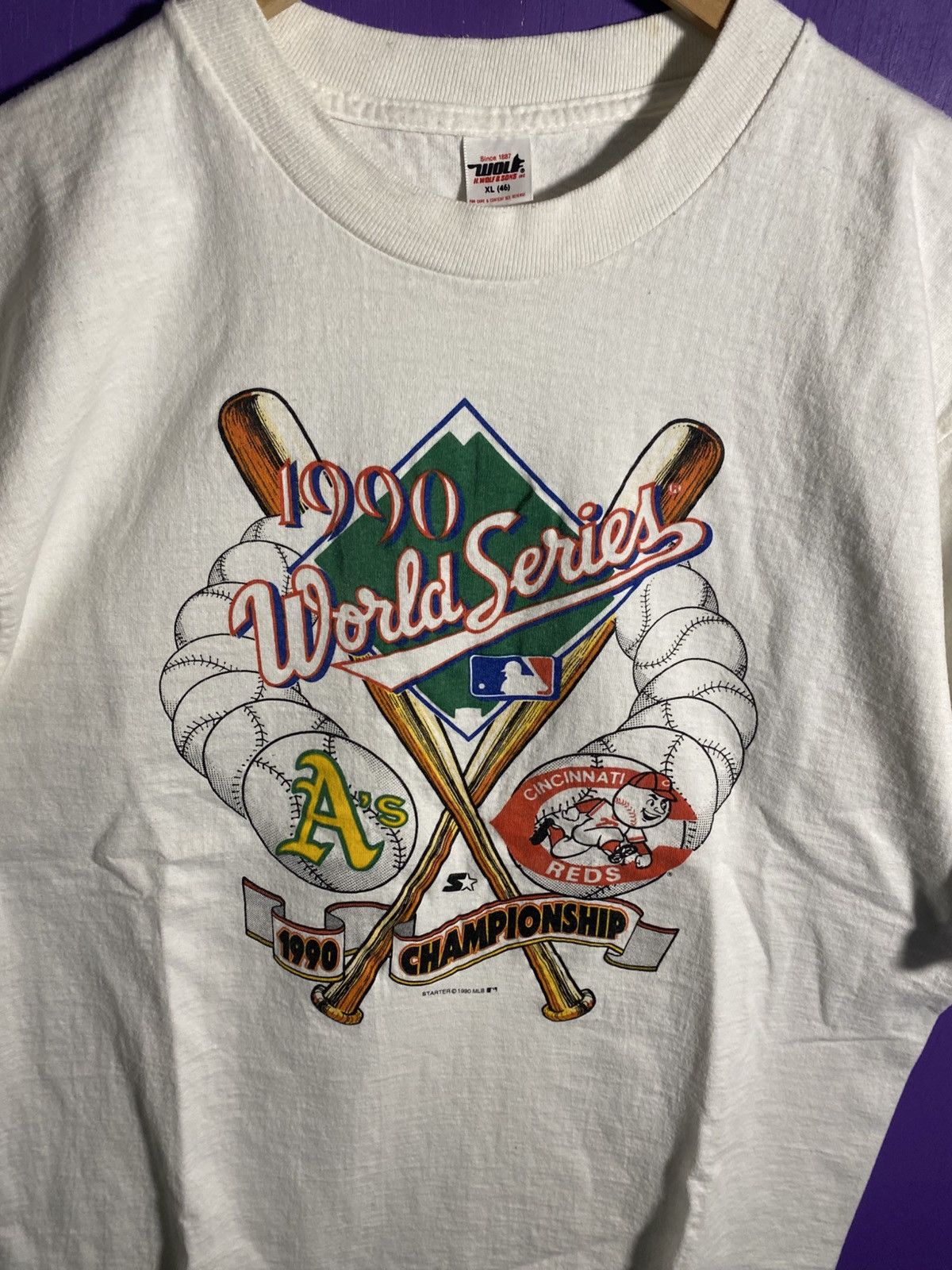 Vintage Vintage 1990 World Series Athletics vs Reds t-shirt Size US XL / EU 56 / 4 - 3 Thumbnail