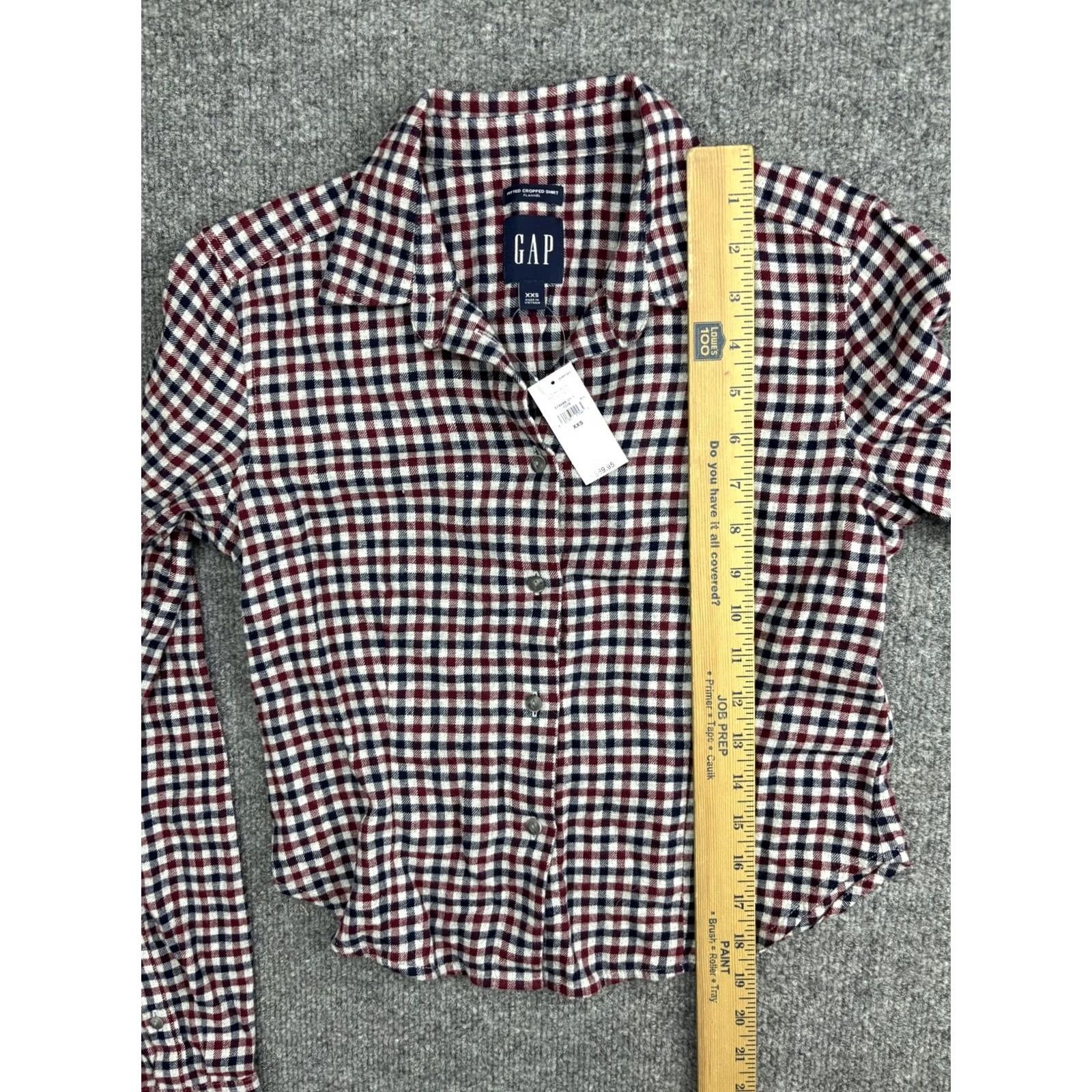 Gap Gap Shirt Womens XXS Red Plaid Cropped Flannel Button Front Top Size XXS / US 00 / IT 34 - 4 Thumbnail