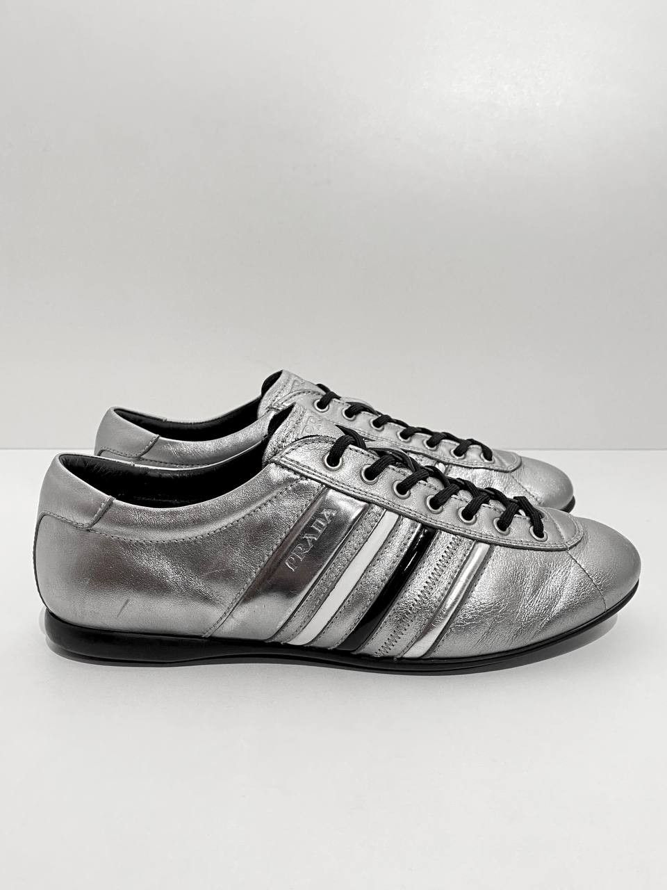 Prada Prada Sport Logo Silver Metallic Bowling Shoe Low Sneakers Size US 8.5 / EU 41-42 - 3 Thumbnail