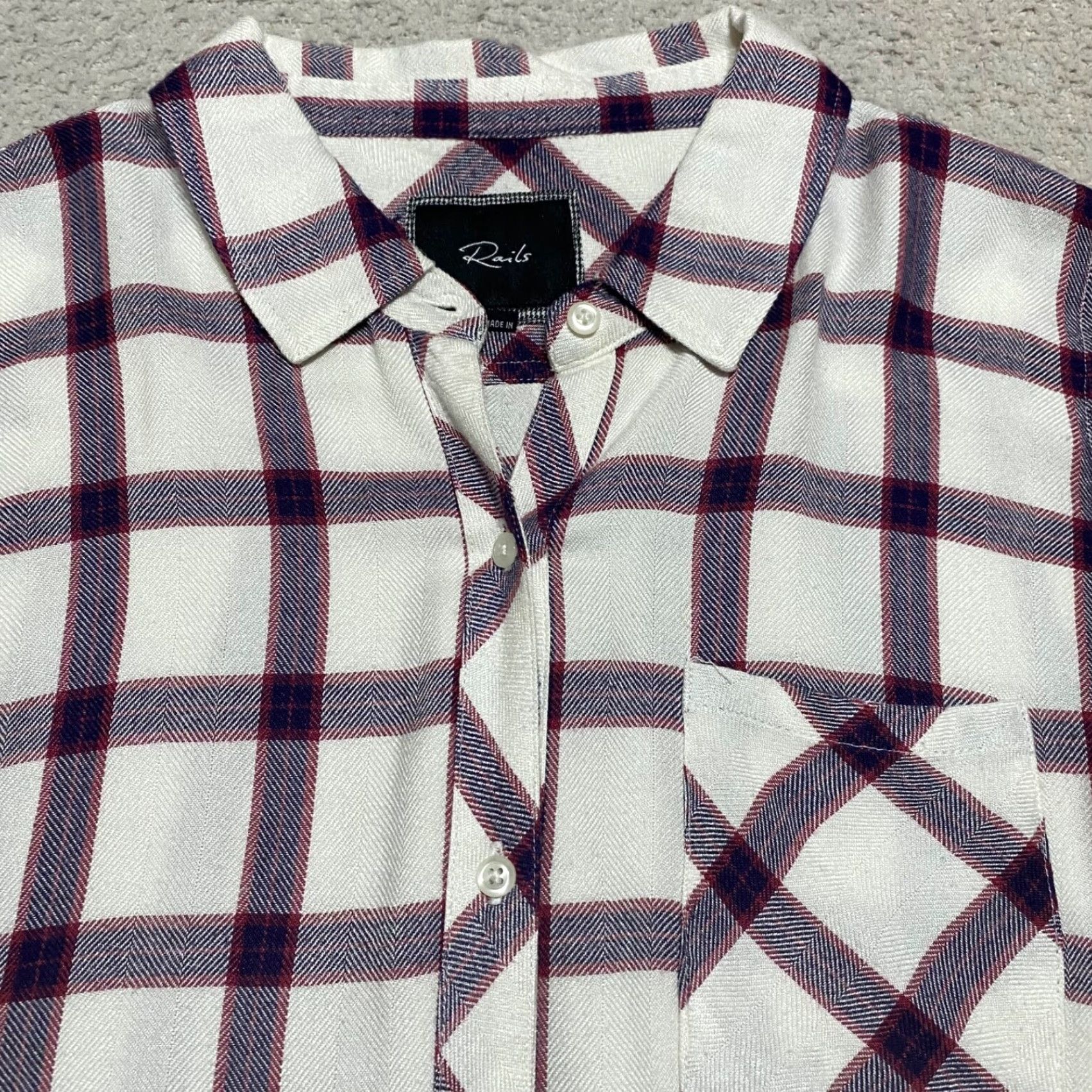 Rails Rails Womens Small Shirt Long Sleeve Button-Front Multicolor Plaid Knit Rayon Size S / US 4 / IT 40 - 3 Thumbnail