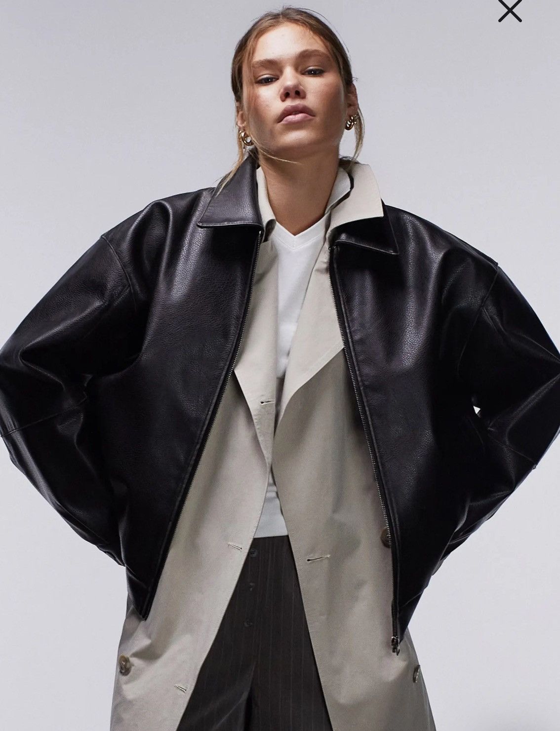 Topshop Topshop faux leather oversized bomber jacket in black Size S / US 4 / IT 40 - 5 Thumbnail