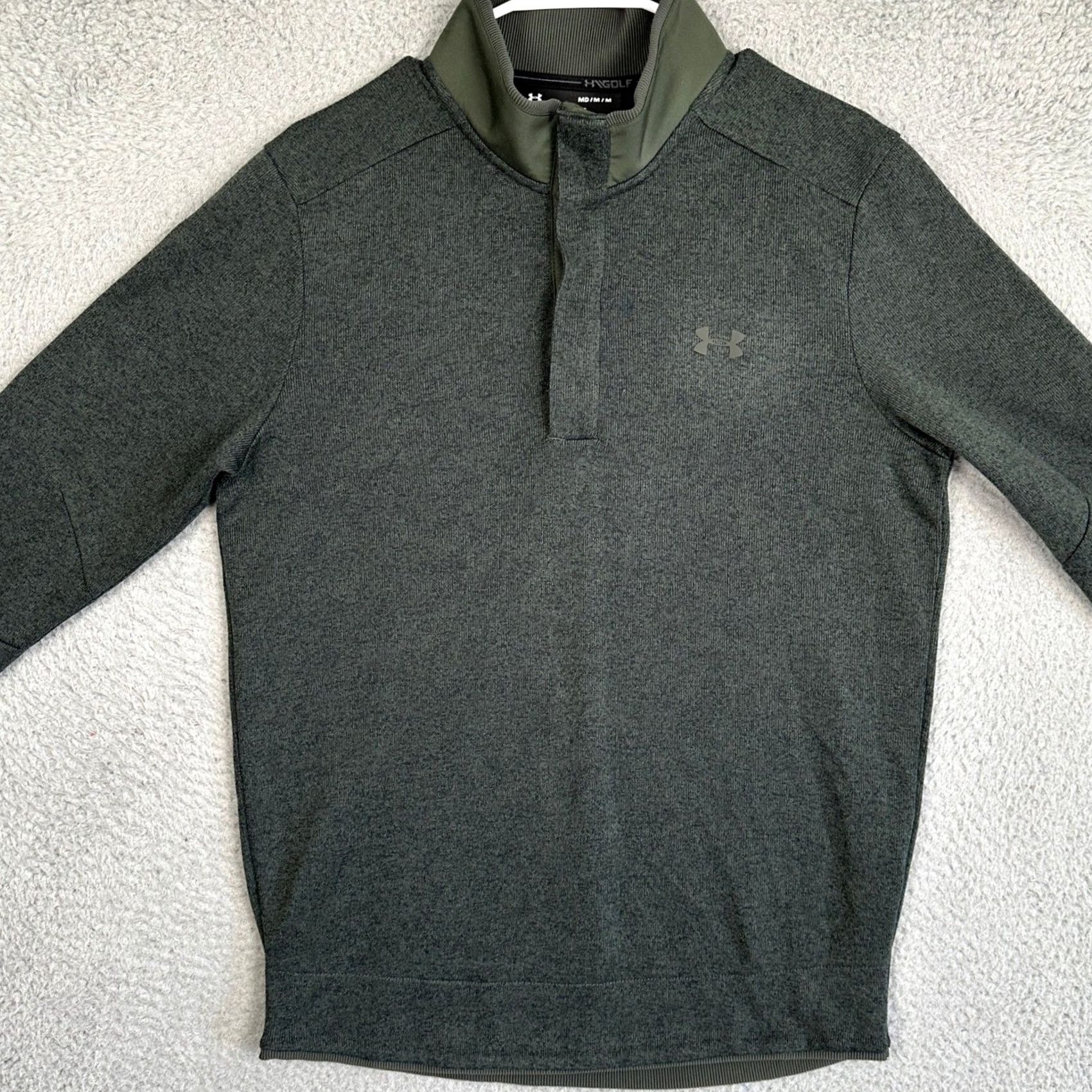 Under Armour Under Armour Storm Golf Pullover Mens M Olive Green Mock Neck Snap Button Pullover Sweater Size US M / EU 48-50 / 2 - 2 Thumbnail