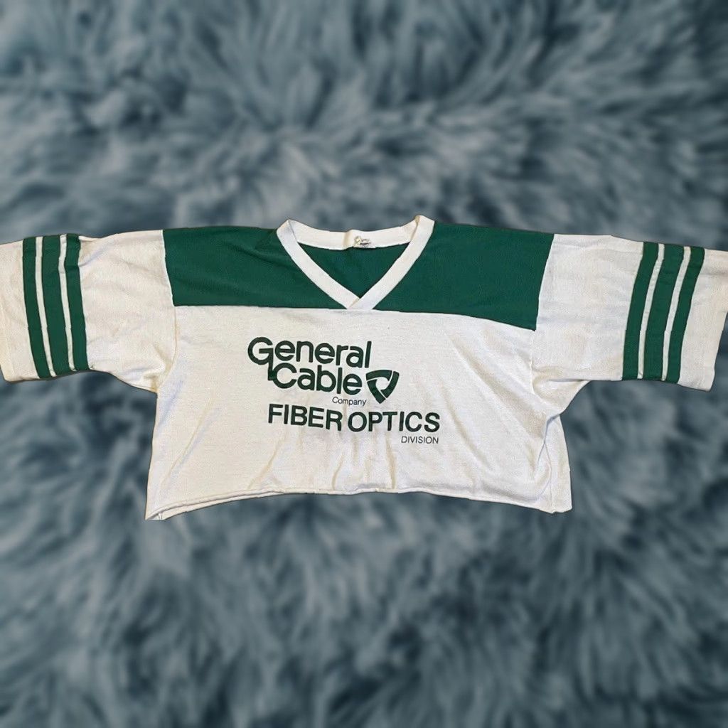 Vintage VINTAGE Vtg 80s General Cable Fiber Optics Faded Boxy Crop Shirt USA TV Tech Grunge 70s Size ONE SIZE - 1 Thumbnail