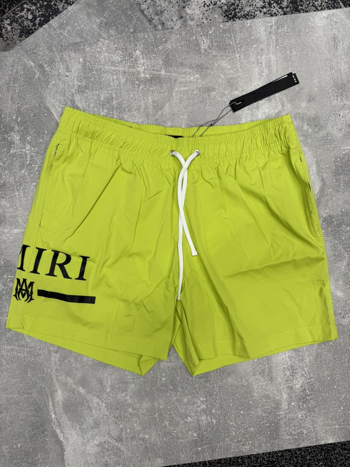Amiri Amiri MA Bar Logo Swim Shorts Lime. Size L. BNWT. RRP $575 Size US 34 / EU 50 - 1 Thumbnail