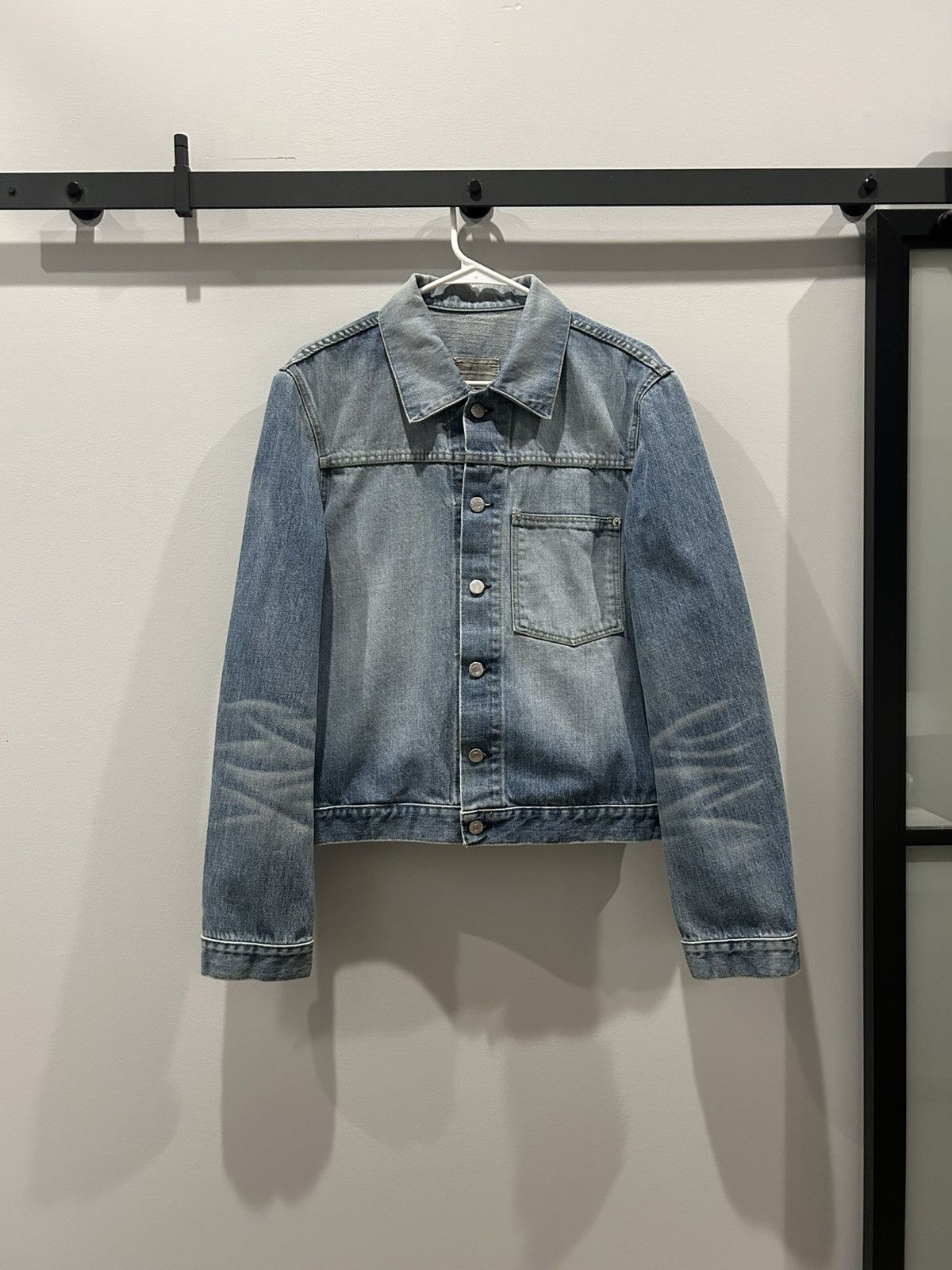 Helmut Lang 1996 Red Stripes Archive Latex Denim Jacket Raf Simons