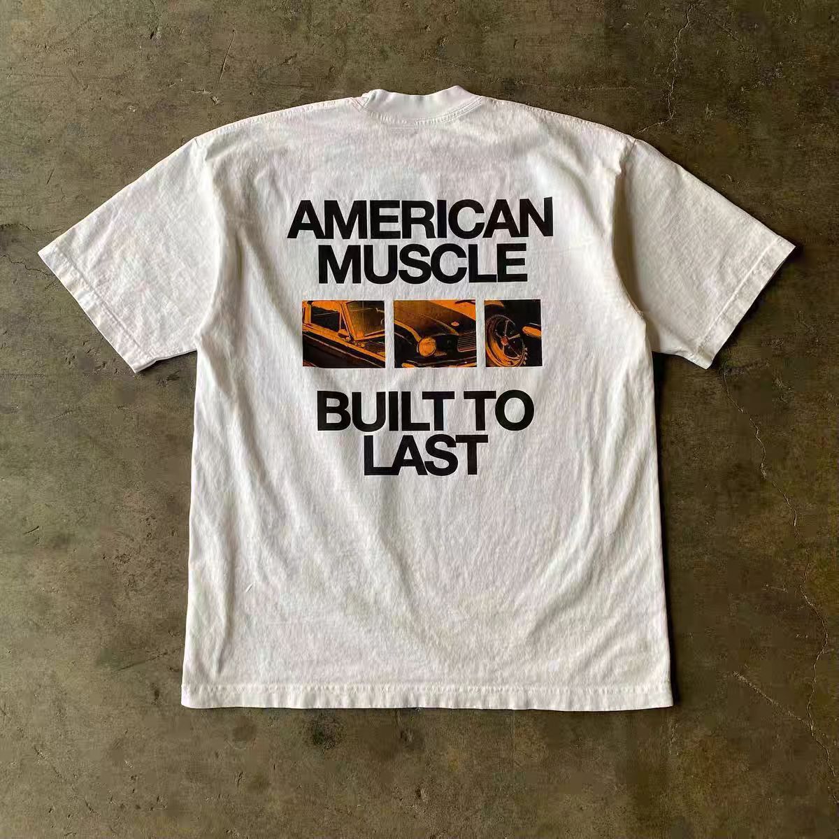 Vintage White street washed retro car print t-shirt Size US M / EU 48-50 / 2 - 1 Thumbnail