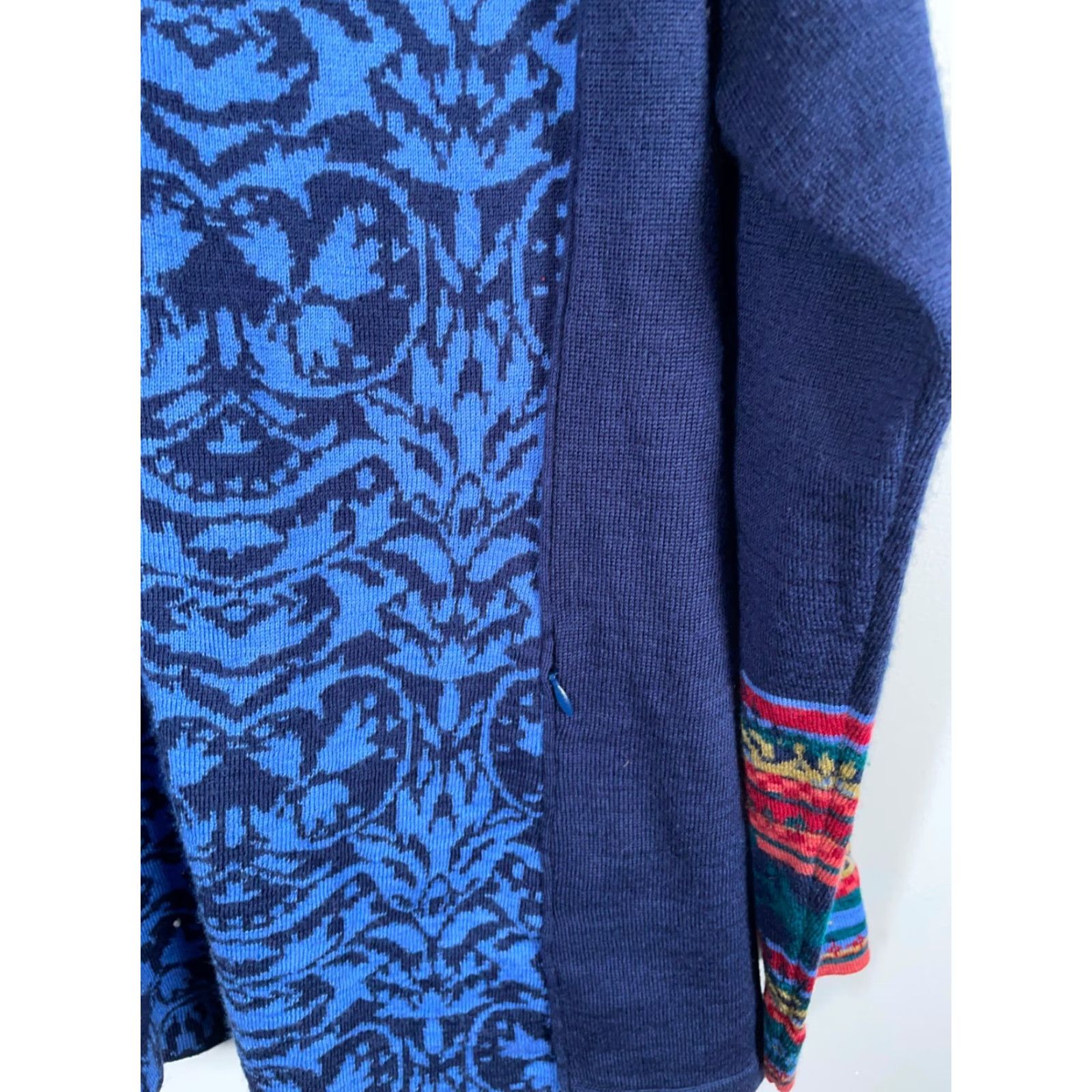 Vintage VINTAGE Icelandic Design Blue Abstract Zip Cardigan Women's XL Lightweight Wool Blend Long Sleeve Collared Knit 90s Preppy Ski Size XL / US 12-14 / IT 48-50 - 5 Thumbnail
