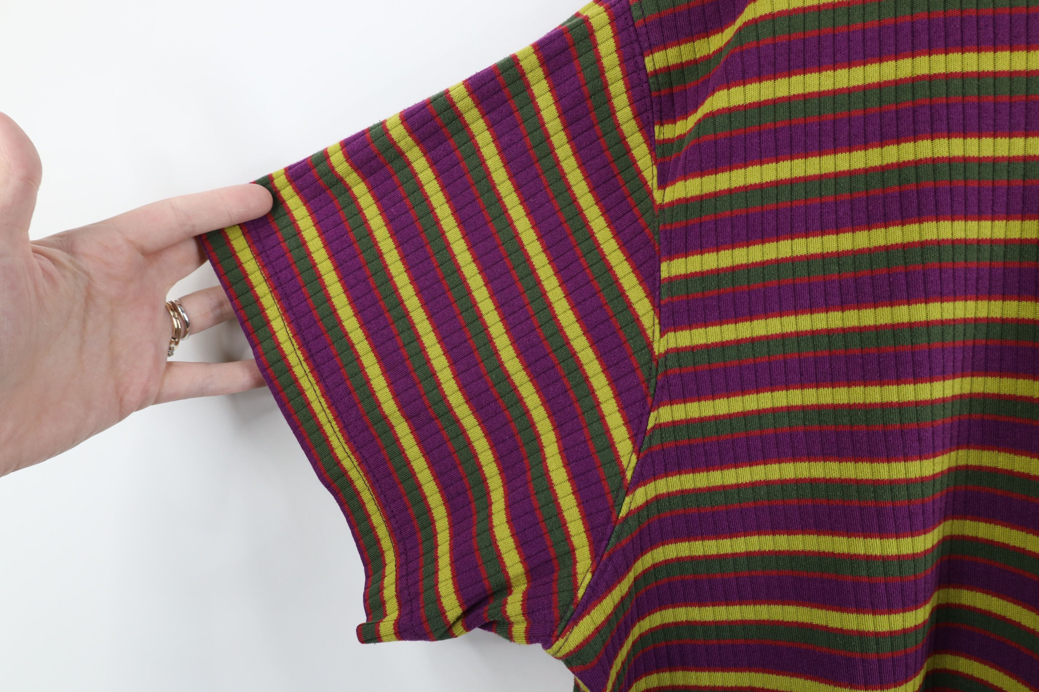 Vintage Vintage 90s Streetwear Striped Knit Mock Neck T-Shirt Size 3XL / US 20-22 - 4 Thumbnail