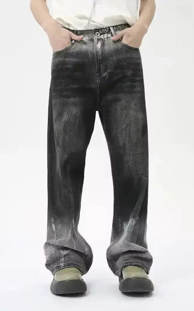 Japanese Brand Streetwear Gradient Design Loose Straight Washed Jeans Size US 32 / EU 48 - 3 Thumbnail