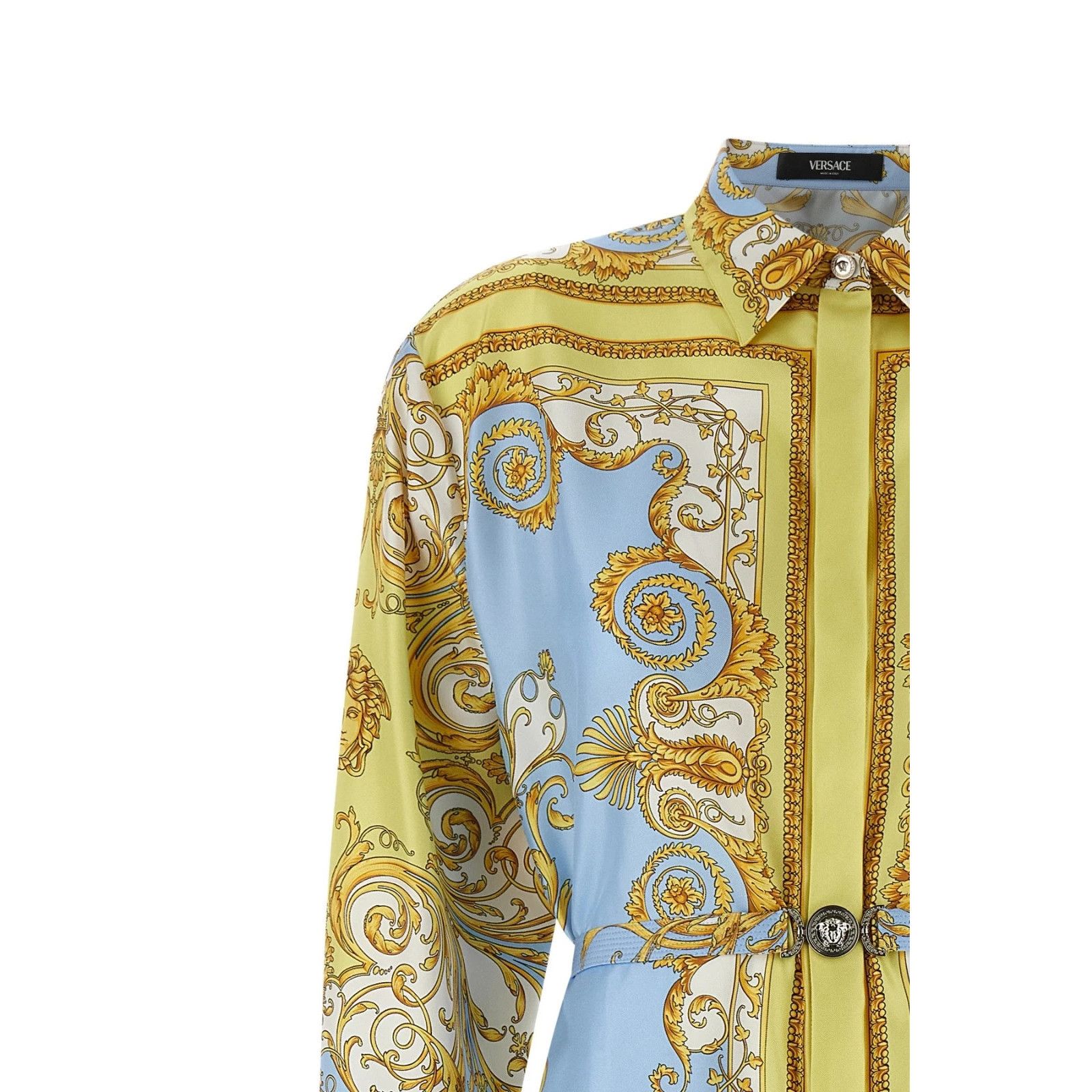 Versace VERSACE Spring Barocco Light Blue Silk Dress New And Authent Size L / US 10 / IT 46 - 3 Thumbnail