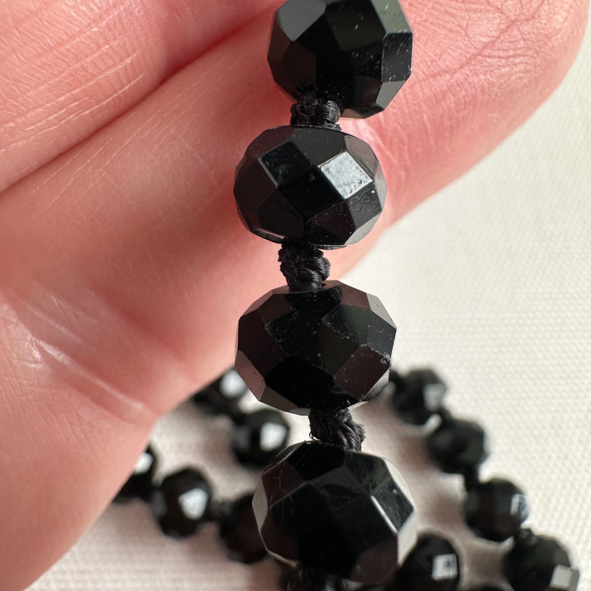 Vintage 1920s Art Deco Black Faceted Glass Opera Necklace Size ONE SIZE - 5 Thumbnail