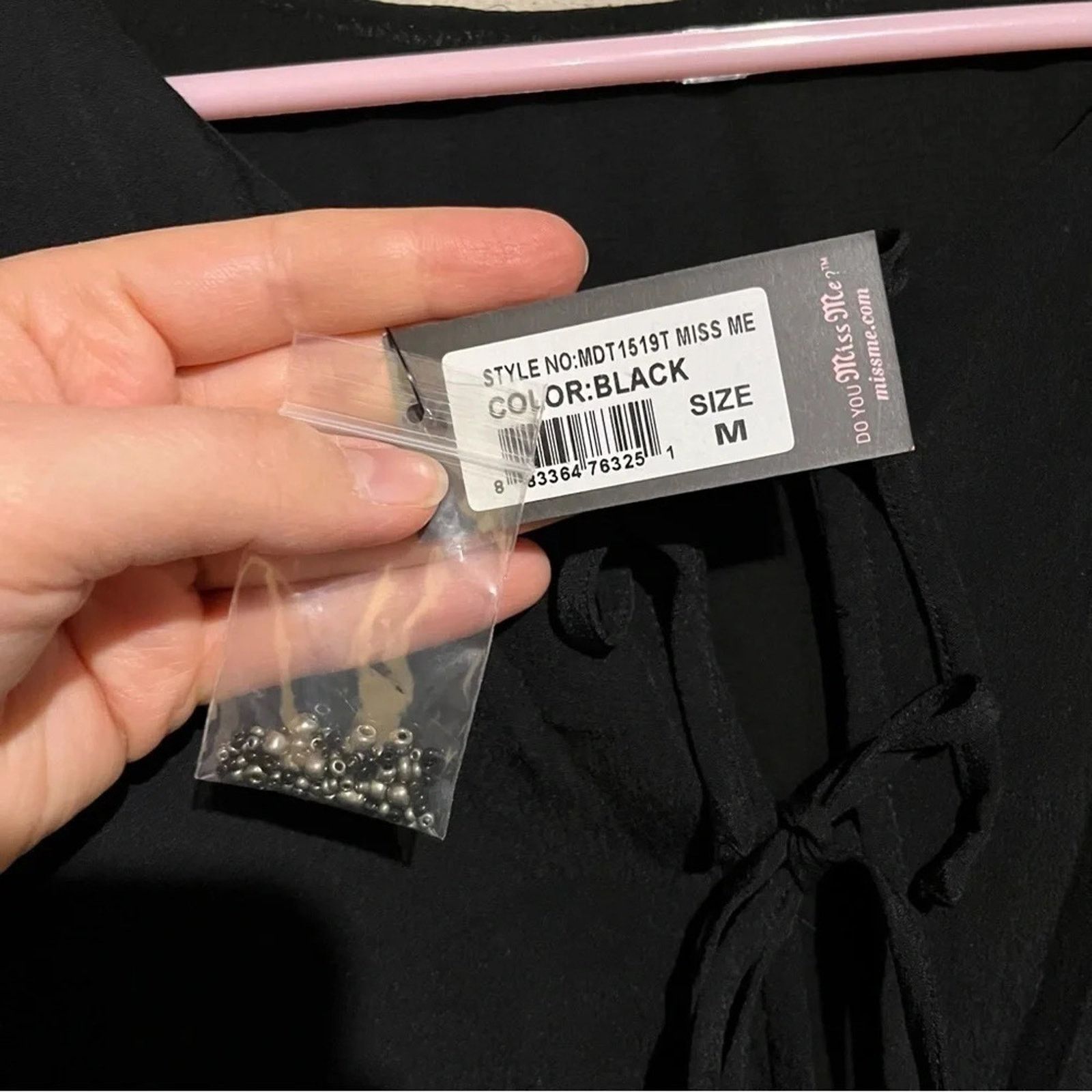 Miss Me Miss Me Black Tie Up Open Back Beaded Tank Top Sz M - NWT Size M / US 6-8 / IT 42-44 - 2 Thumbnail