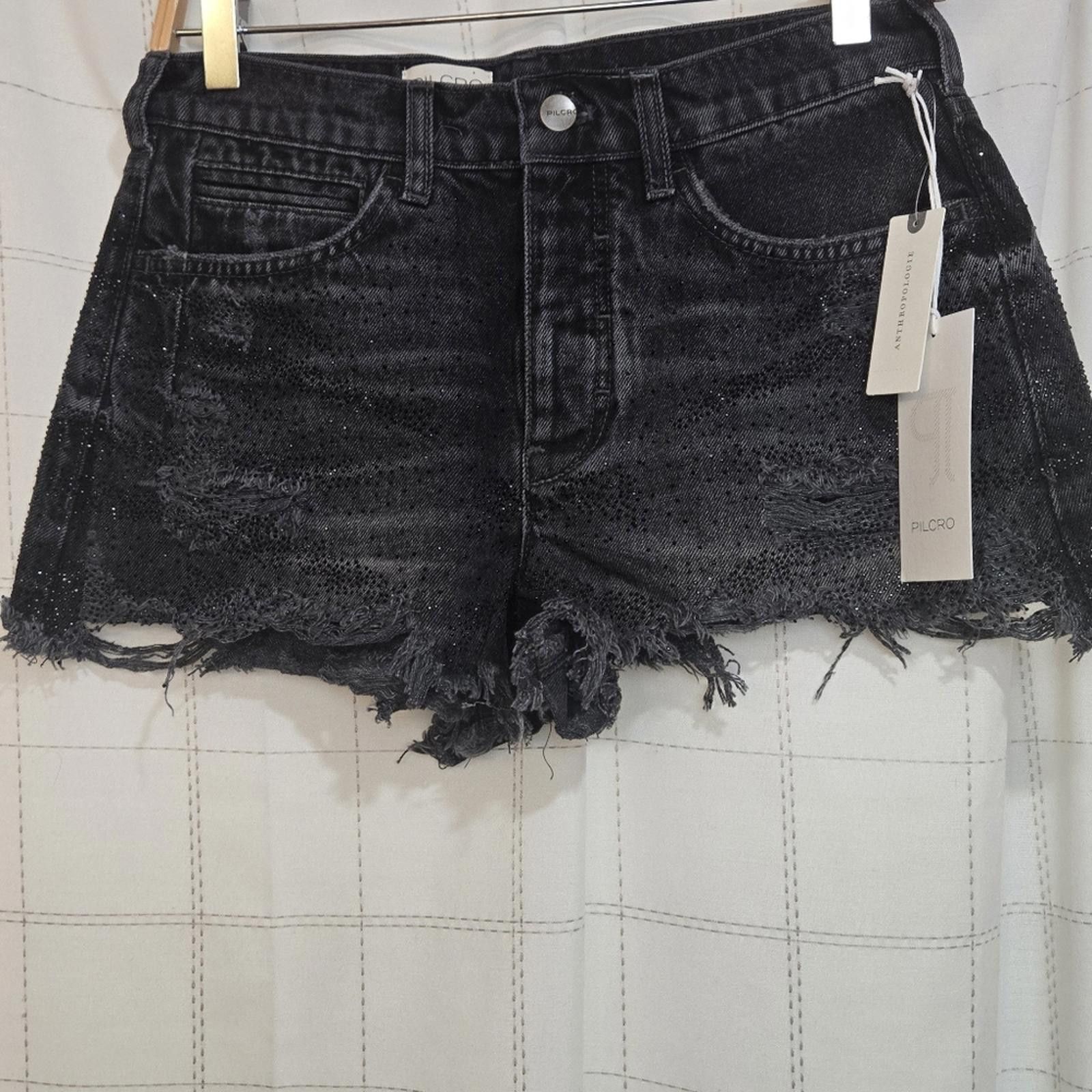 Other The Devon Rhinestone Distressed Denim Shorts by Pilcro - 27 Size 27" / US 4 / IT 40 - 3 Thumbnail