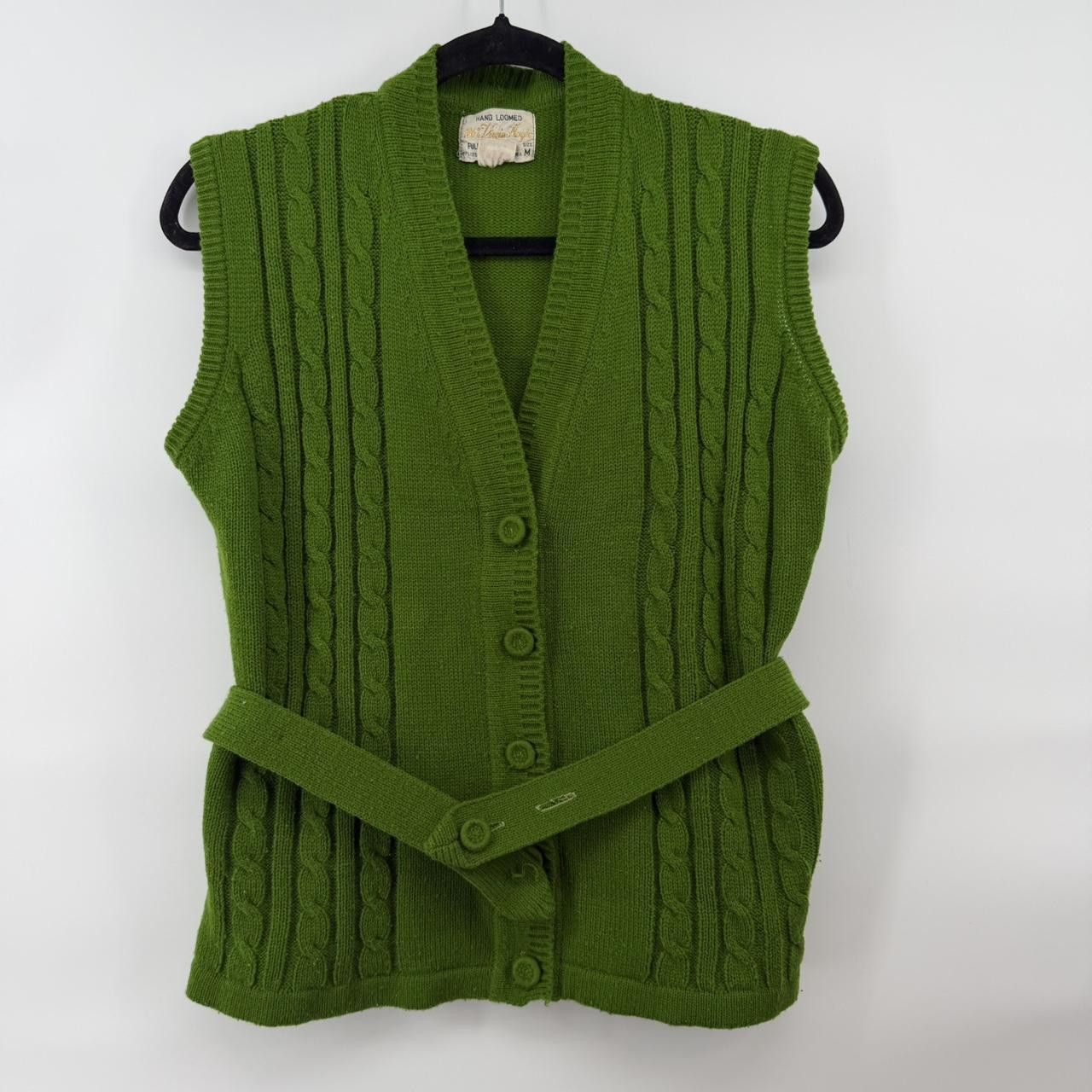 The Unbranded Brand Vintage Hand Loomed 100% Virgin Wool Knit Vest Green Size M Size M / US 6-8 / IT 42-44 - 1 Thumbnail
