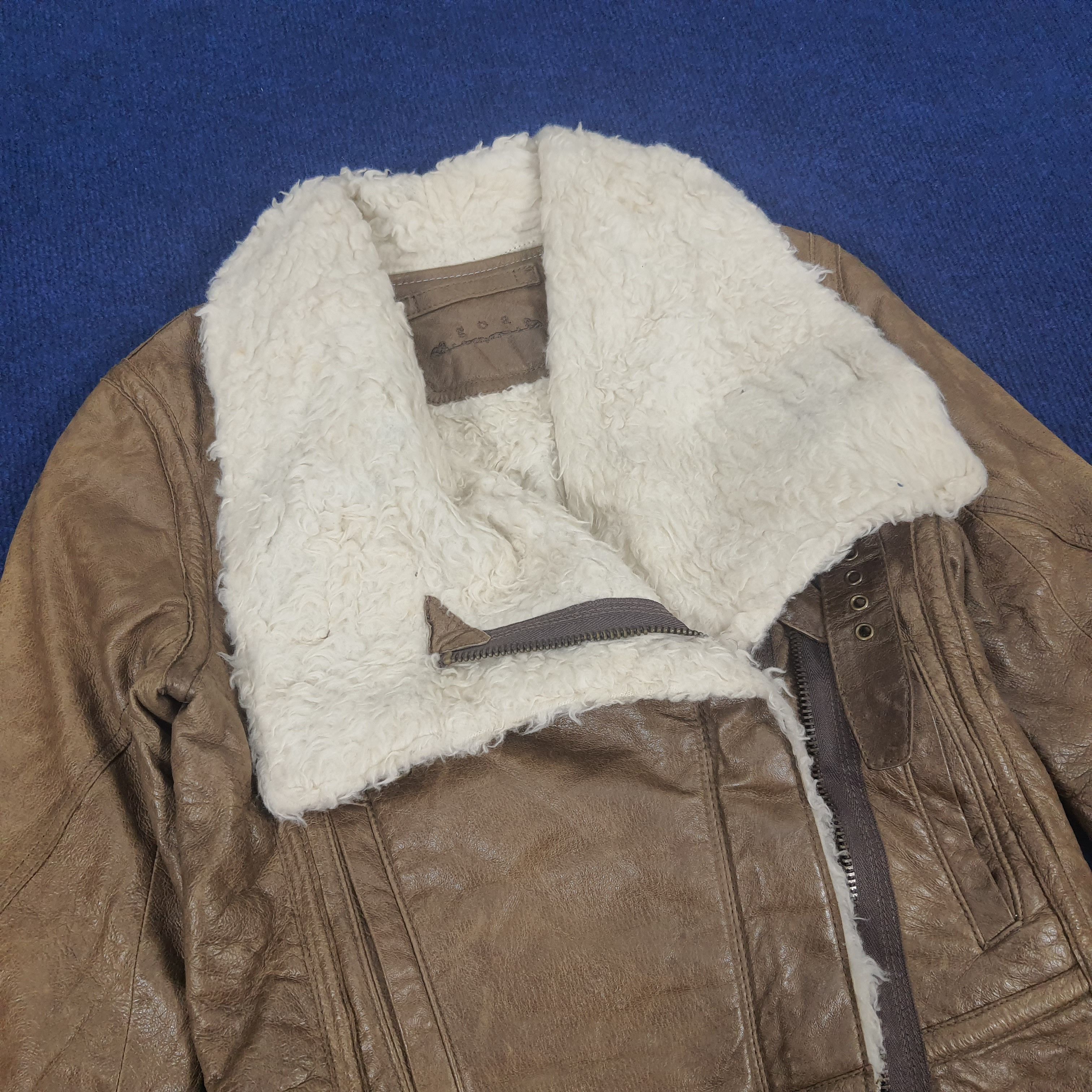 Designer Vintage Goa Designer Leather Fleece Jacket C162N5 Size XS / US 0-2 / IT 36-38 - 2 Thumbnail