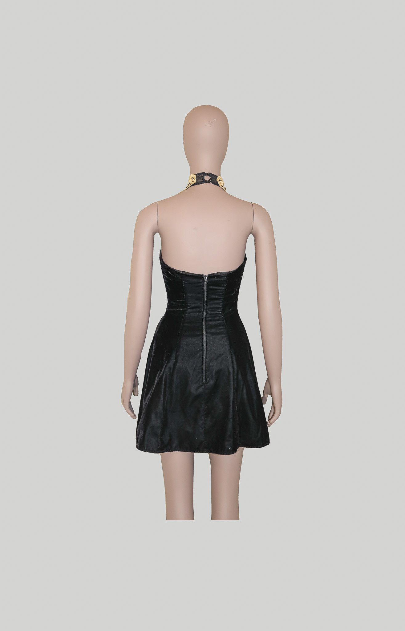 Jessica McClintock Vintage Jessica McClintock Black Gold Lace Halter Dress Size S / US 4 / IT 40 - 3 Thumbnail