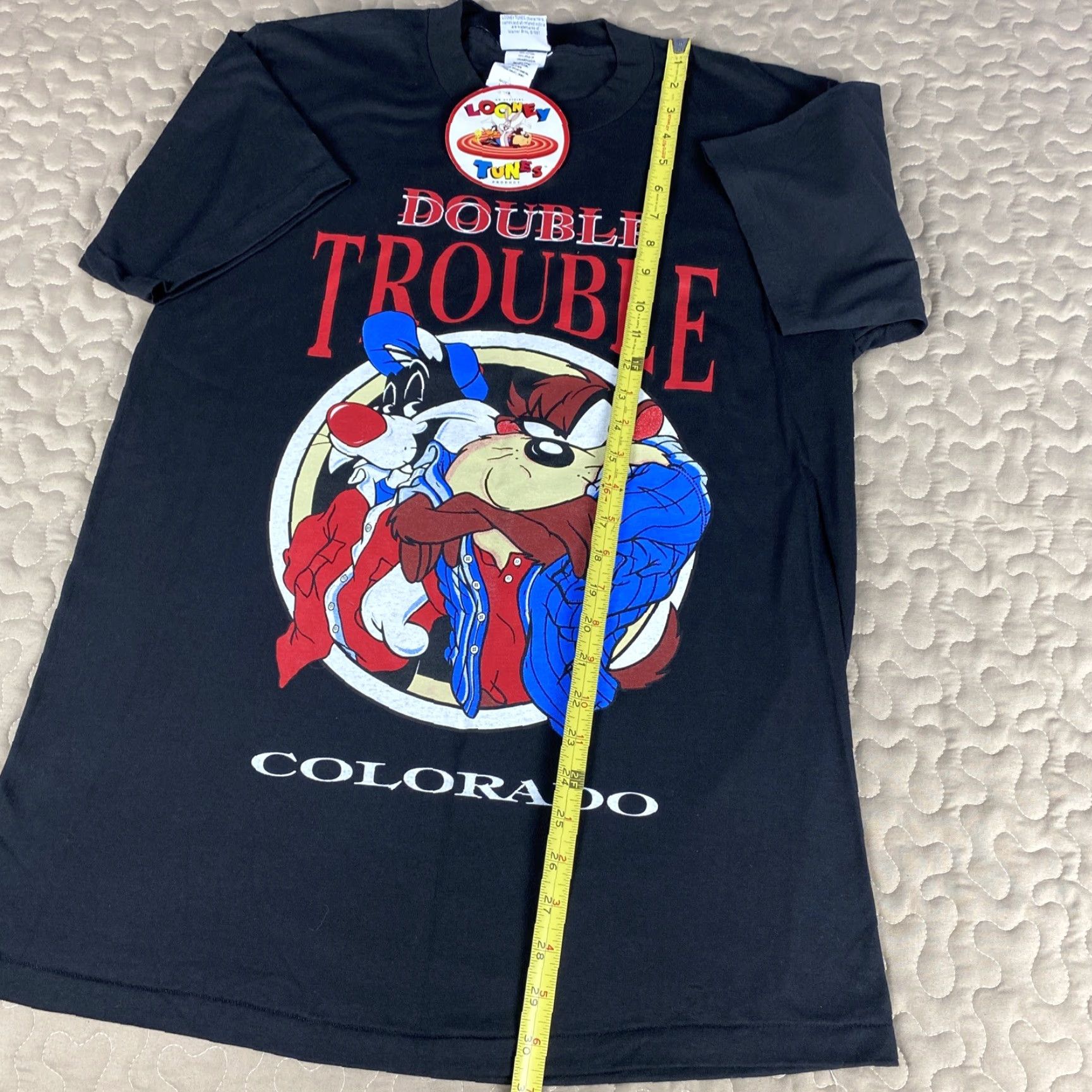Vintage VINTAGE Looney Tunes Taz & Sylvester Double Trouble Shirt USA L Single Stitch Mens Black T-Shirt Size US L / EU 52-54 / 3 - 5 Thumbnail