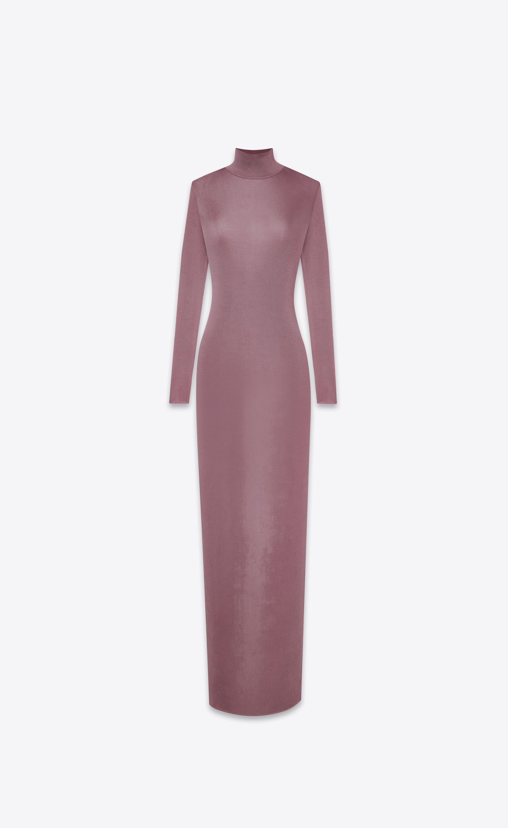 Saint Laurent Paris SEMI-SHEER DRESS WITH THIN RIBBED KNIT AND HIGH NECK Size XS / US 0-2 / IT 36-38 - 1 Thumbnail