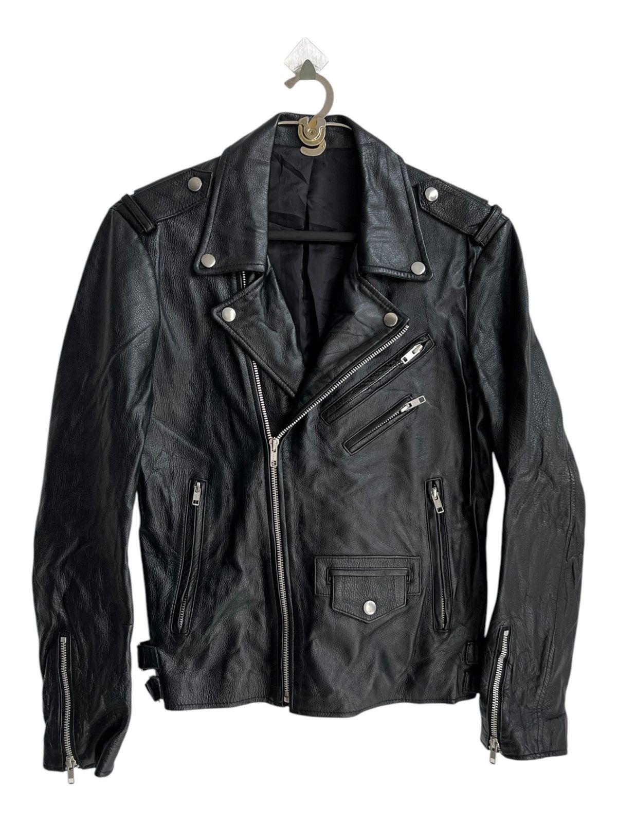 Genuine Leather Schott Perfecto Type Modified MFG Double Collar Biker Jacket Size US S / EU 44-46 / 1 - 2 Thumbnail