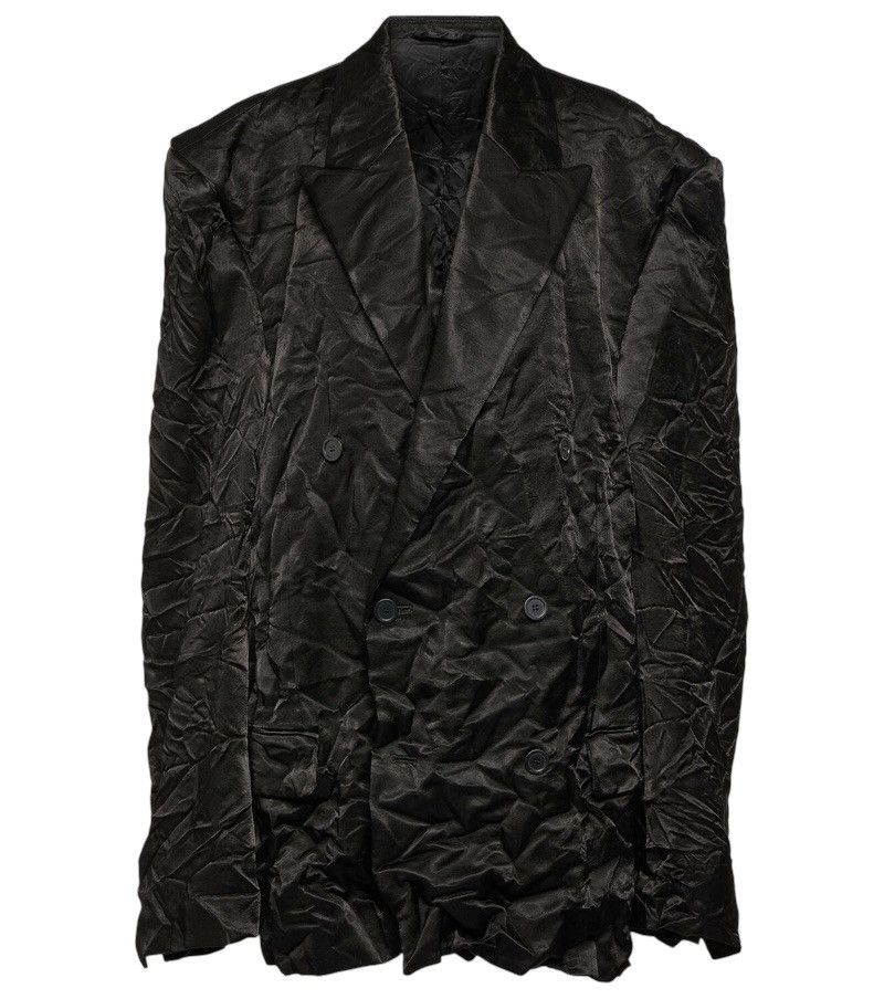 Balenciaga 2023 Double Breasted Wrinkle Satin Steroid Blazer Jacket Size US M / EU 48-50 / 2 - 1 Thumbnail