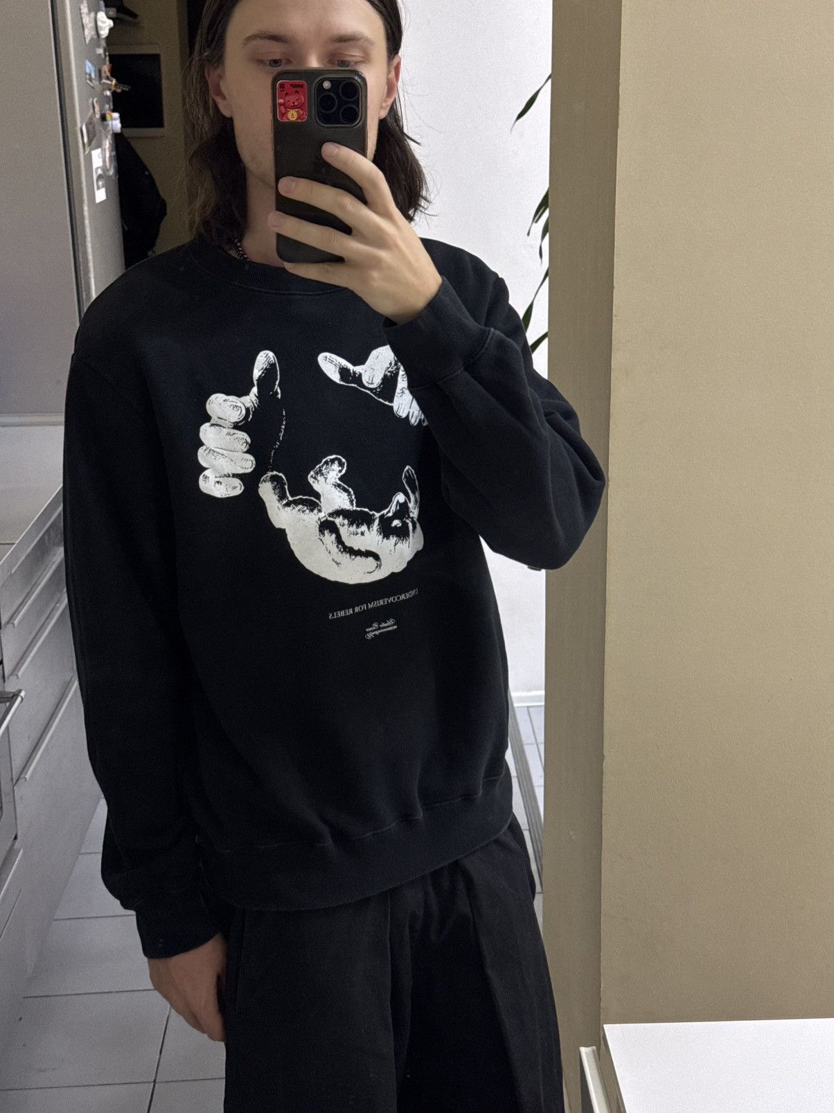Undercover Fw21 Undercover Teddy Falling Sweatshirt(Black/L) Size US L / EU 52-54 / 3 - 4 Thumbnail